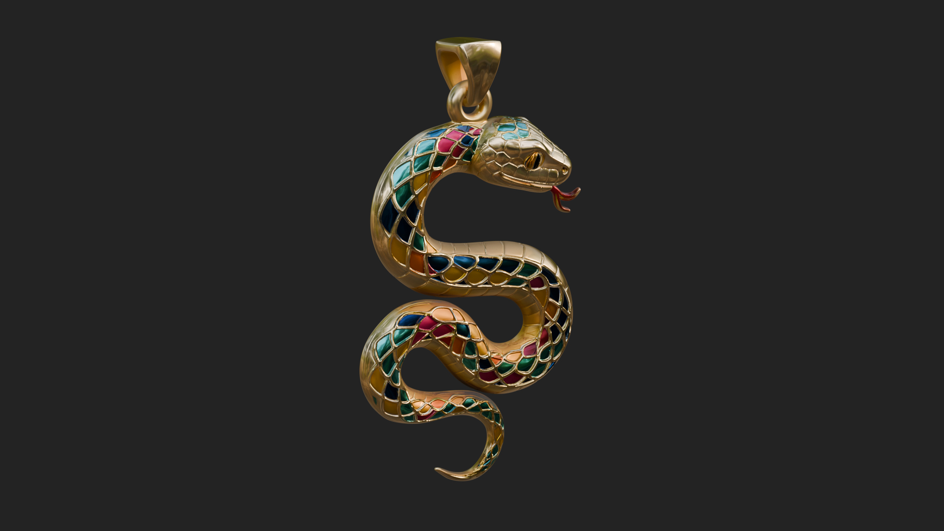 Coiled Enamel Snake Pendant Design 1 3D Print Model 3D Model