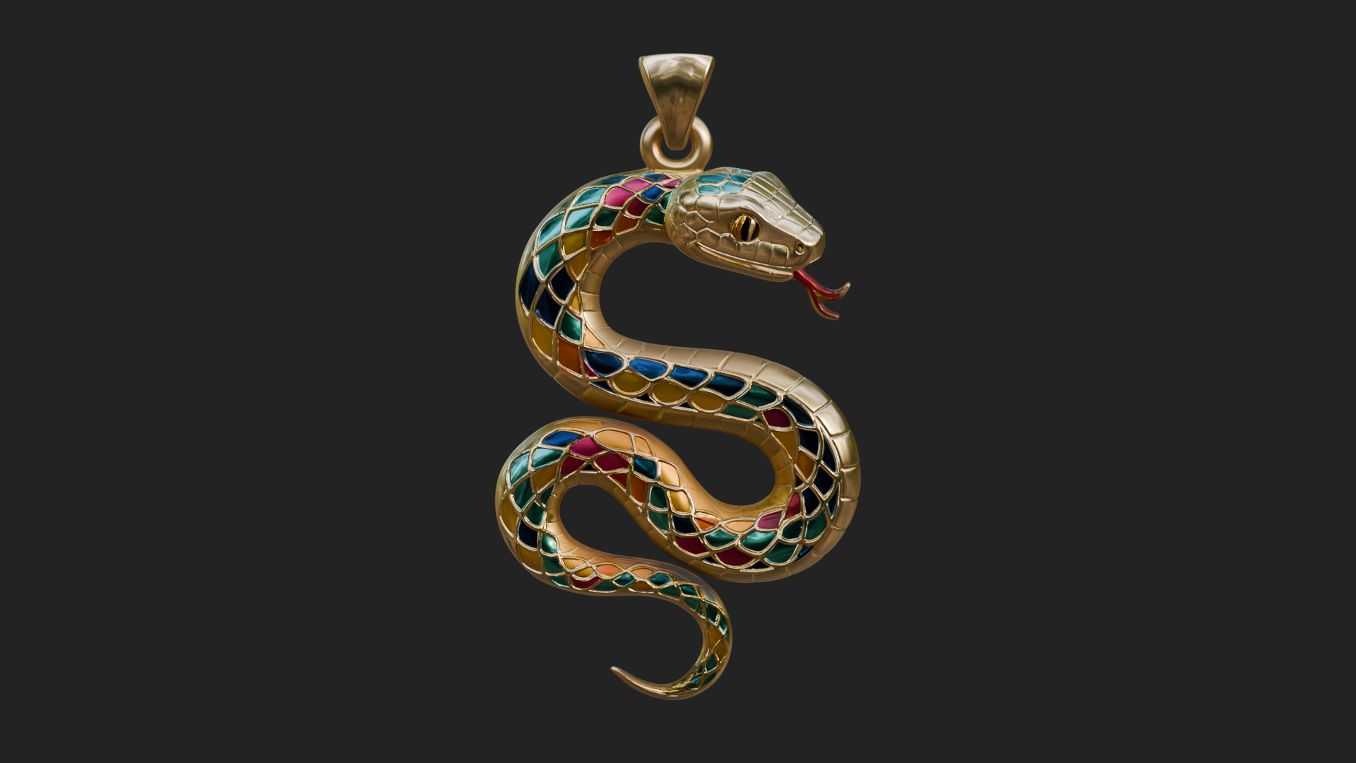 Coiled Enamel Snake Pendant Design 1 3D Print Model 3D Model