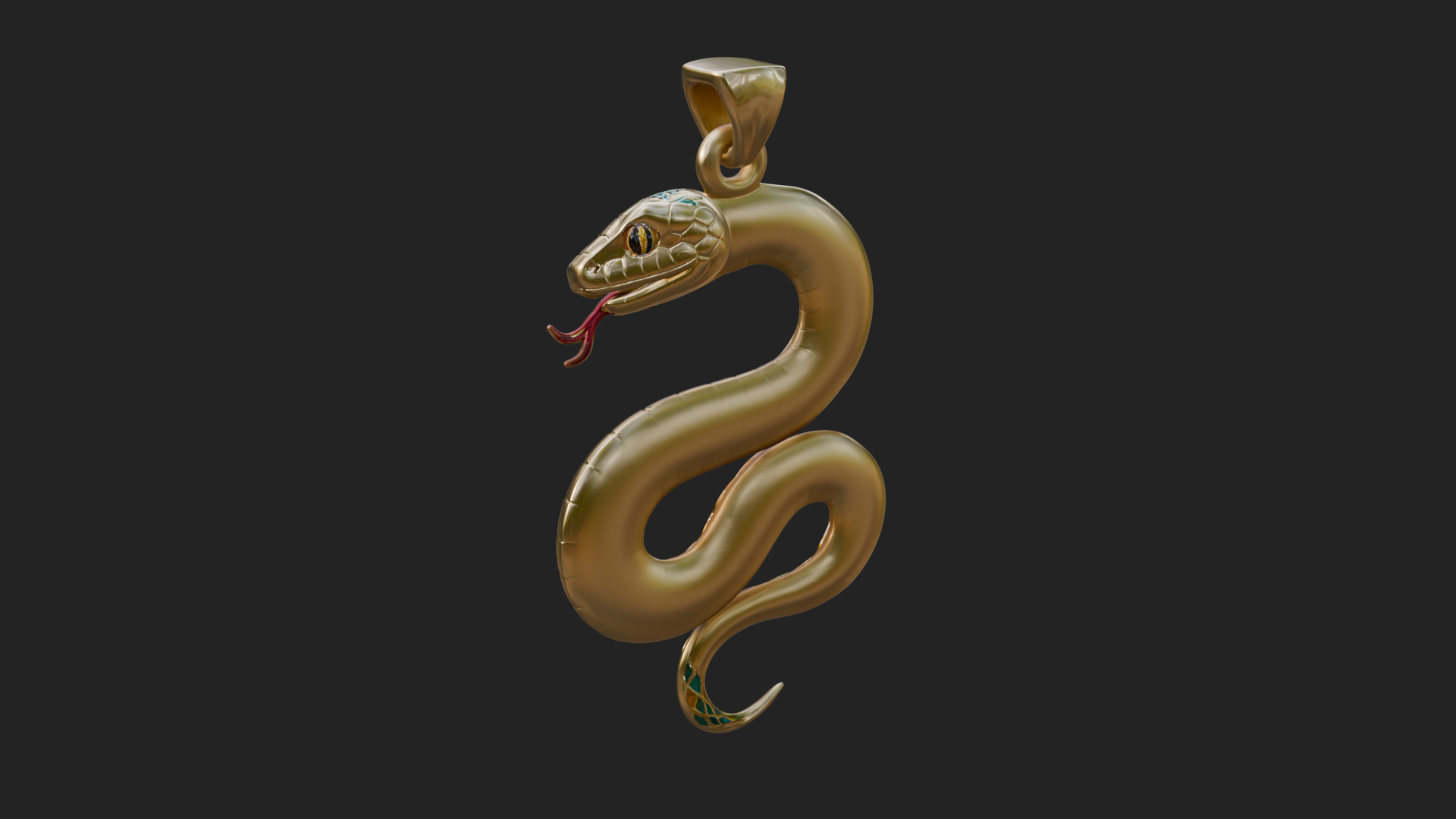 Coiled Enamel Snake Pendant Design 1 3D Print Model 3D Model