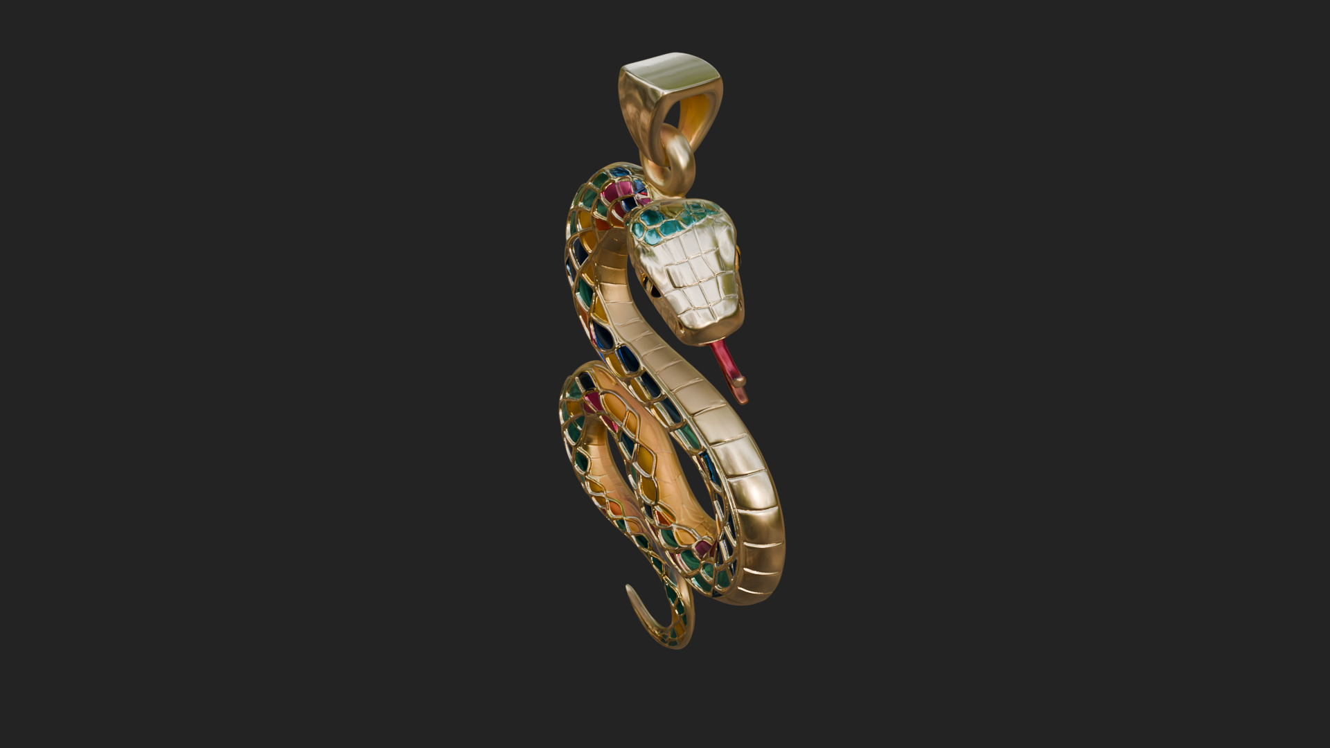 Coiled Enamel Snake Pendant Design 1 3D Print Model 3D Model