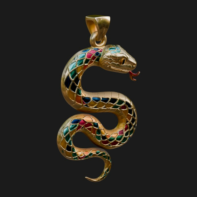 Coiled Enamel Snake Pendant Design 1 3D Print Model
