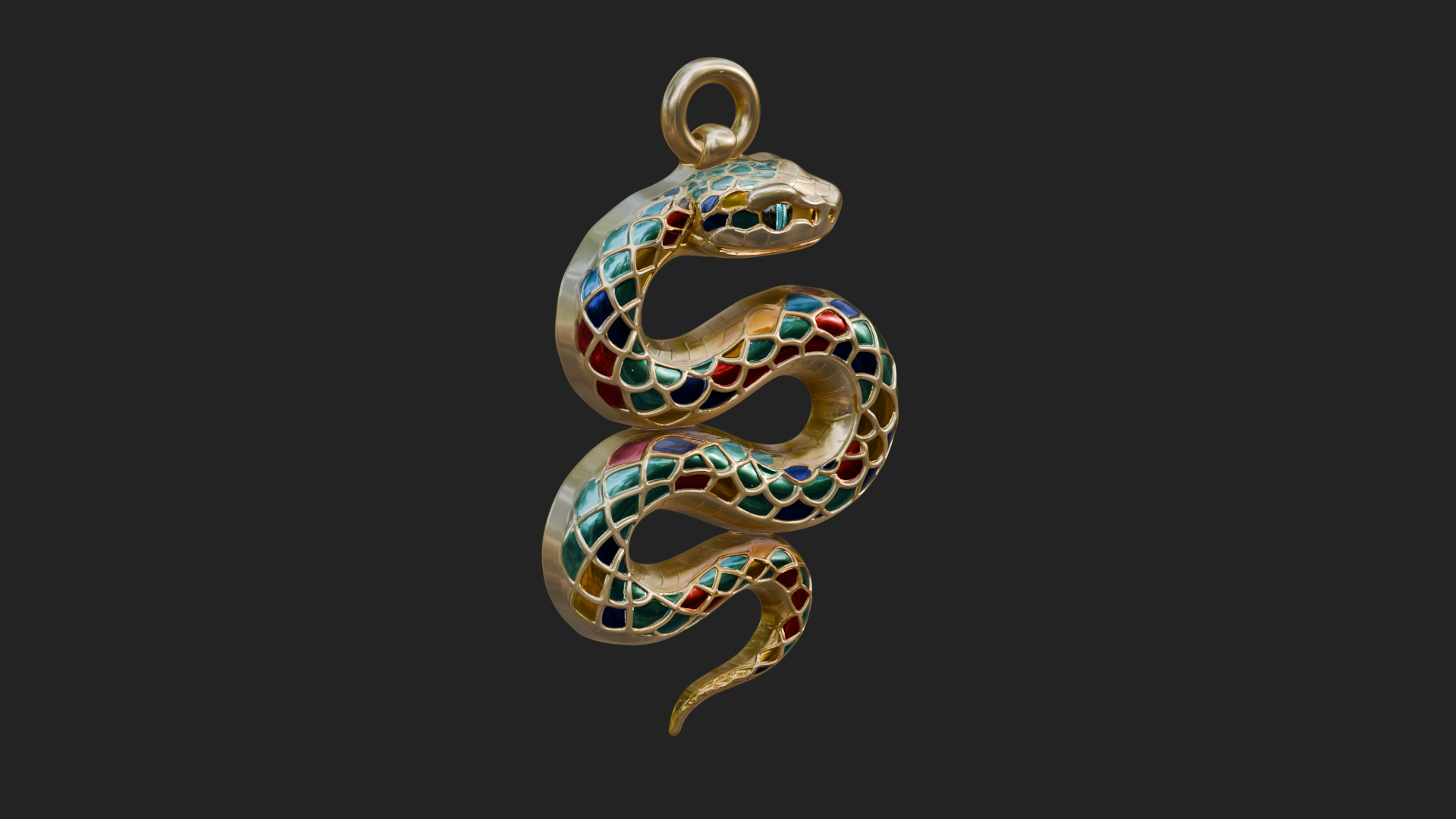 Coiled Enamel Snake Pendant Design 2 3D Print Model 3D Model
