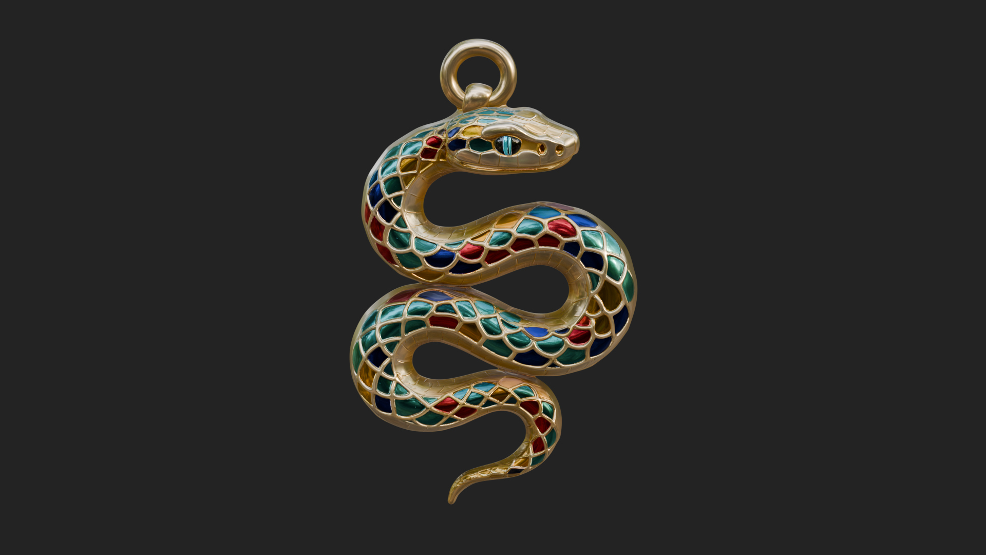 Coiled Enamel Snake Pendant Design 2 3D Print Model 3D Model