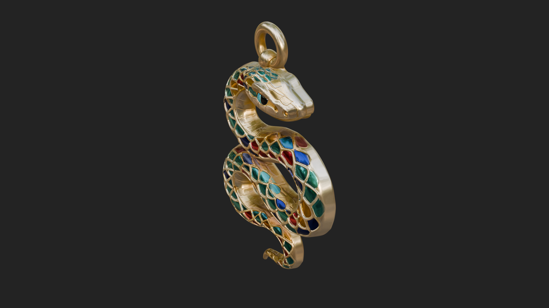 Coiled Enamel Snake Pendant Design 2 3D Print Model 3D Model