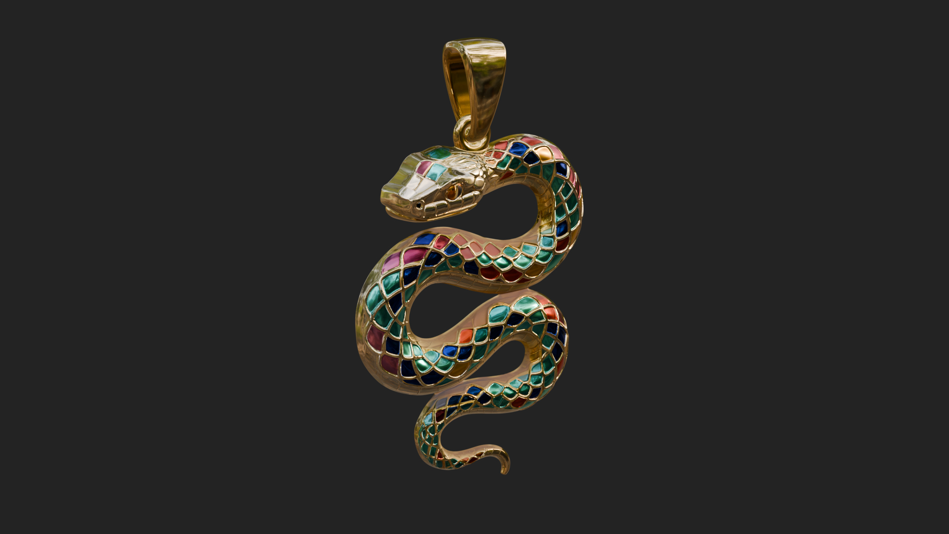 Coiled Enamel Snake Pendant Design 3 3D Print Model 3D Model