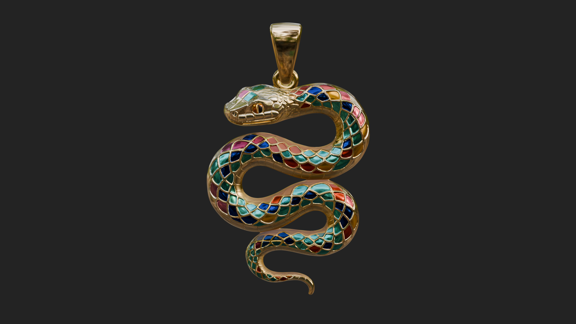 Coiled Enamel Snake Pendant Design 3 3D Print Model 3D Model