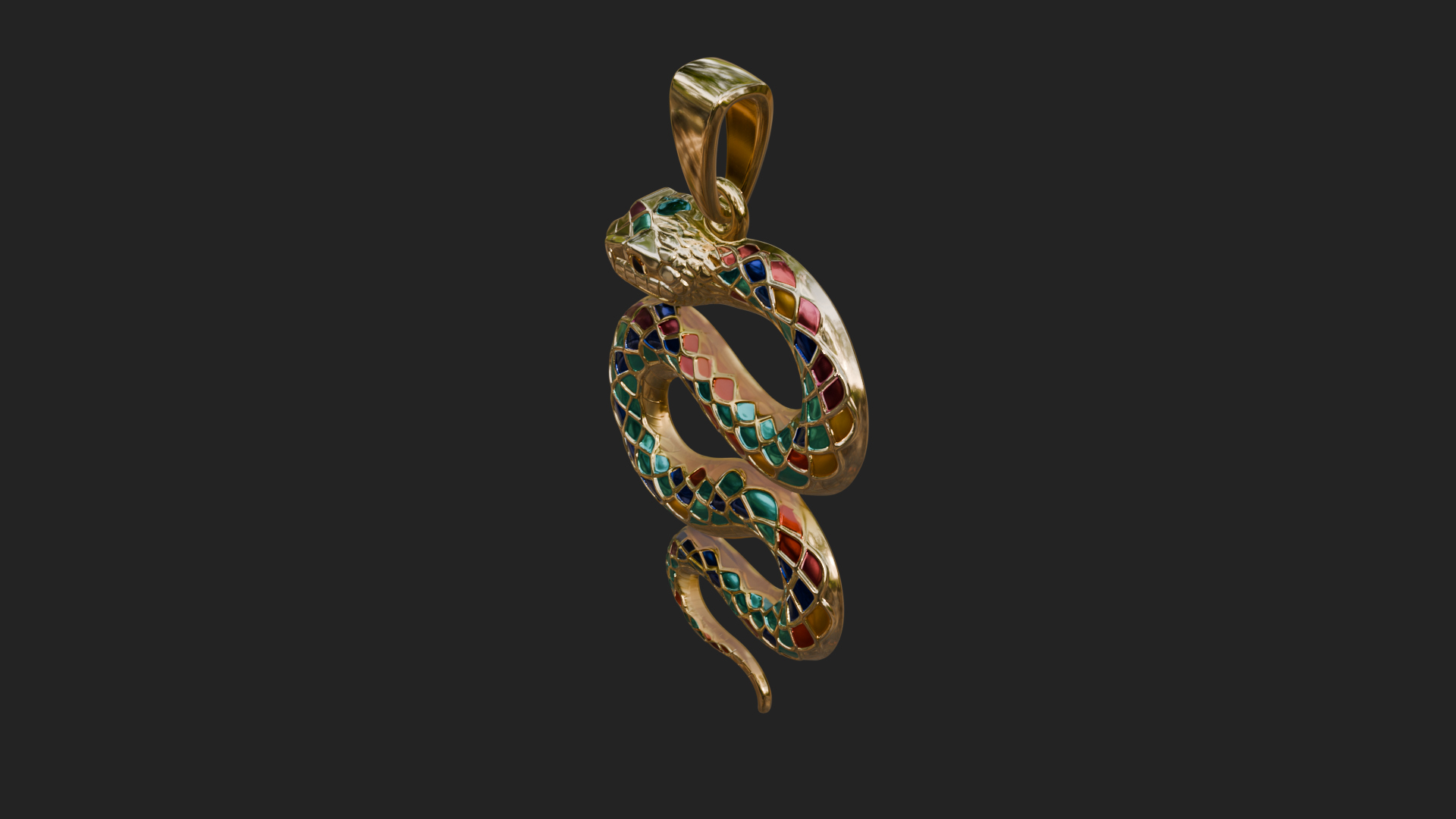 Coiled Enamel Snake Pendant Design 3 3D Print Model 3D Model