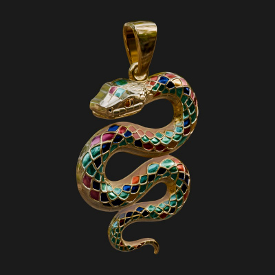 Coiled Enamel Snake Pendant Design 3 3D Print Model