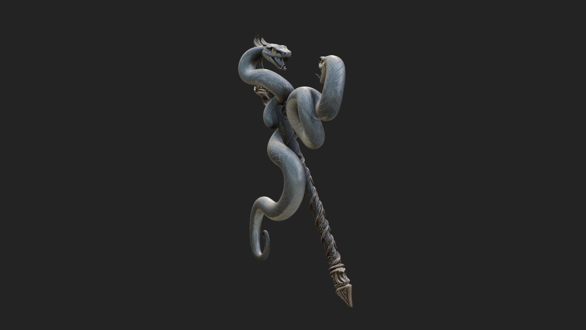 Coiled Snake Staff Model Design 1 3D Print Model 3D Model