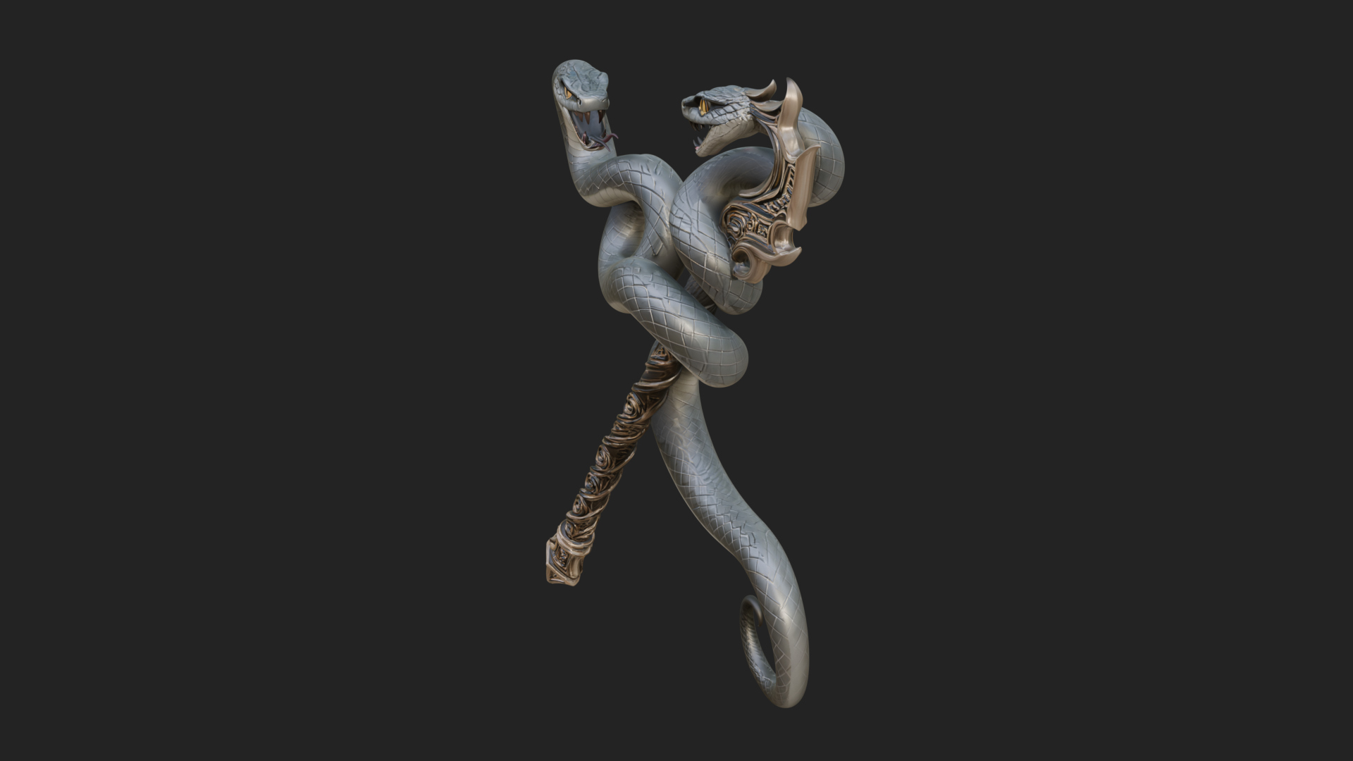 Coiled Snake Staff Model Design 1 3D Print Model 3D Model