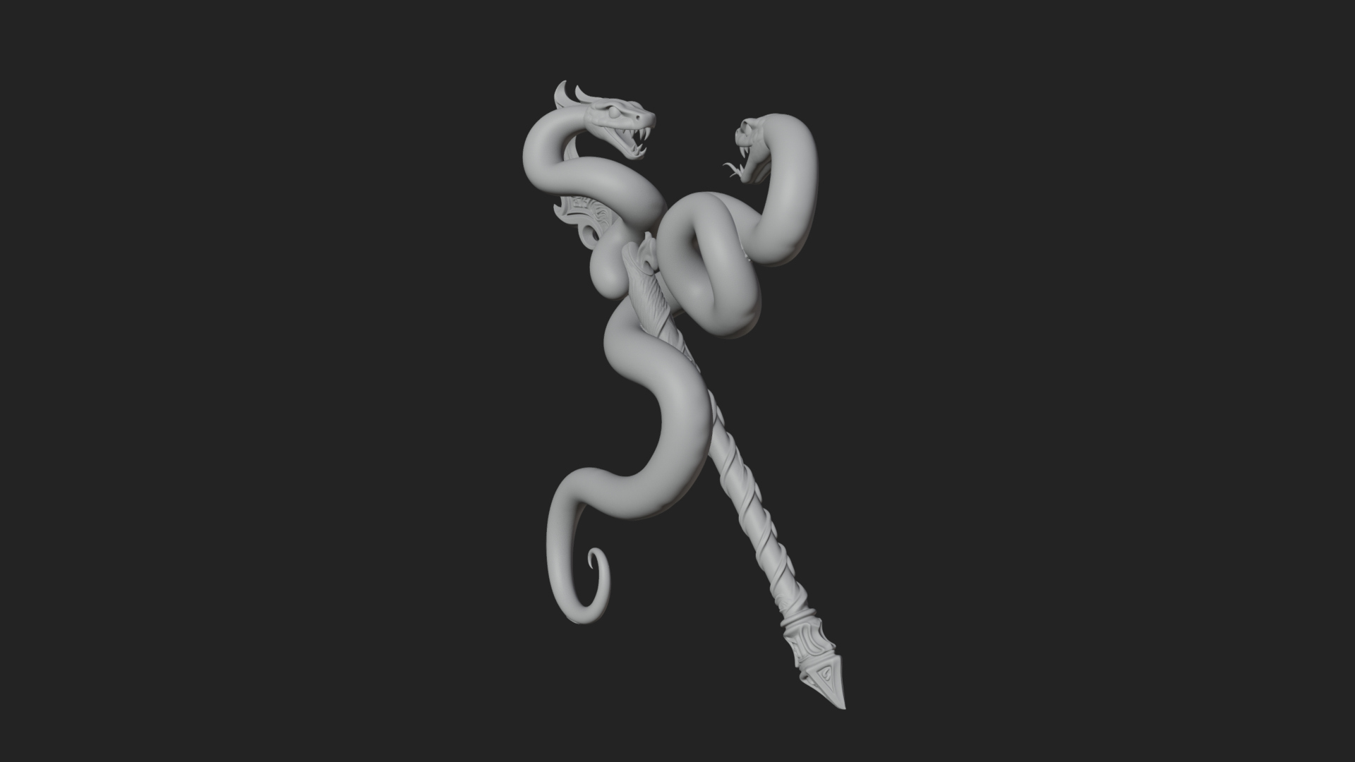 Coiled Snake Staff Model Design 1 3D Print Model 3D Model