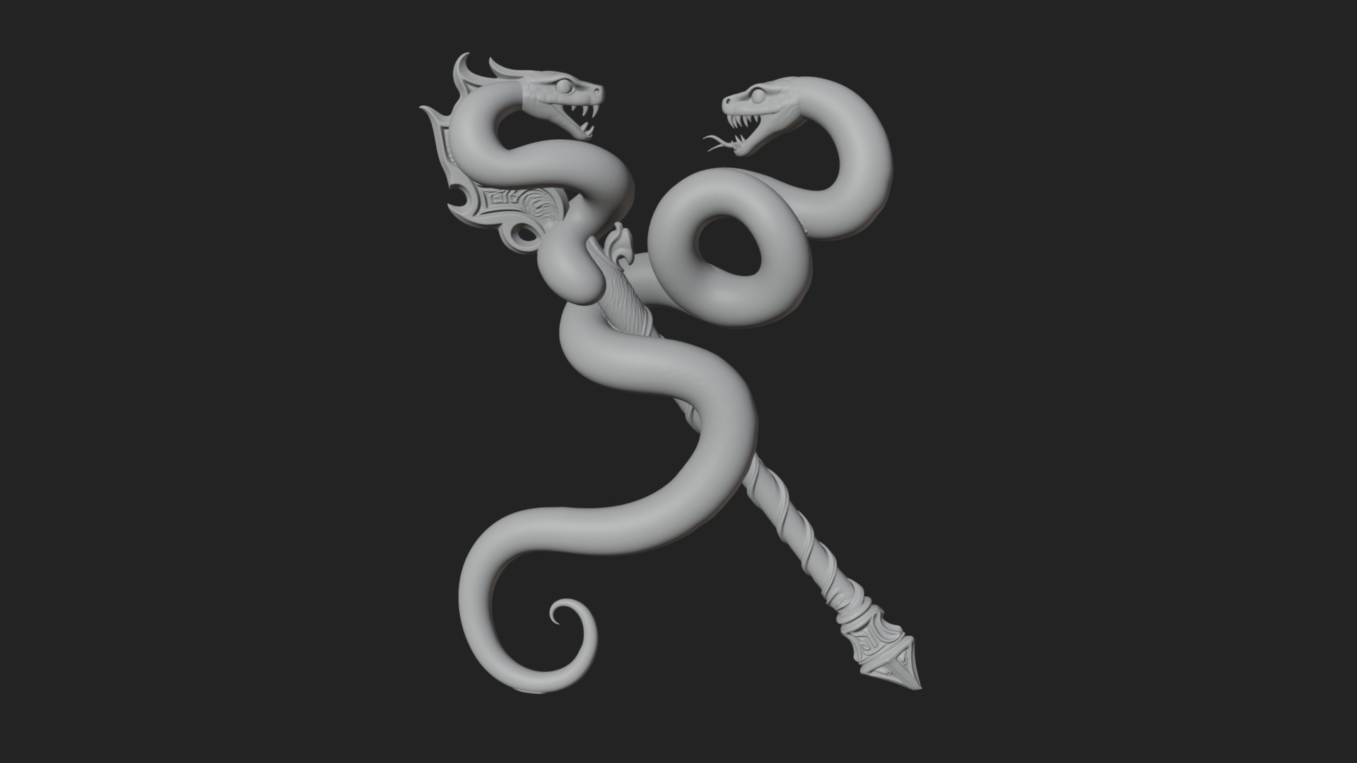 Coiled Snake Staff Model Design 1 3D Print Model 3D Model