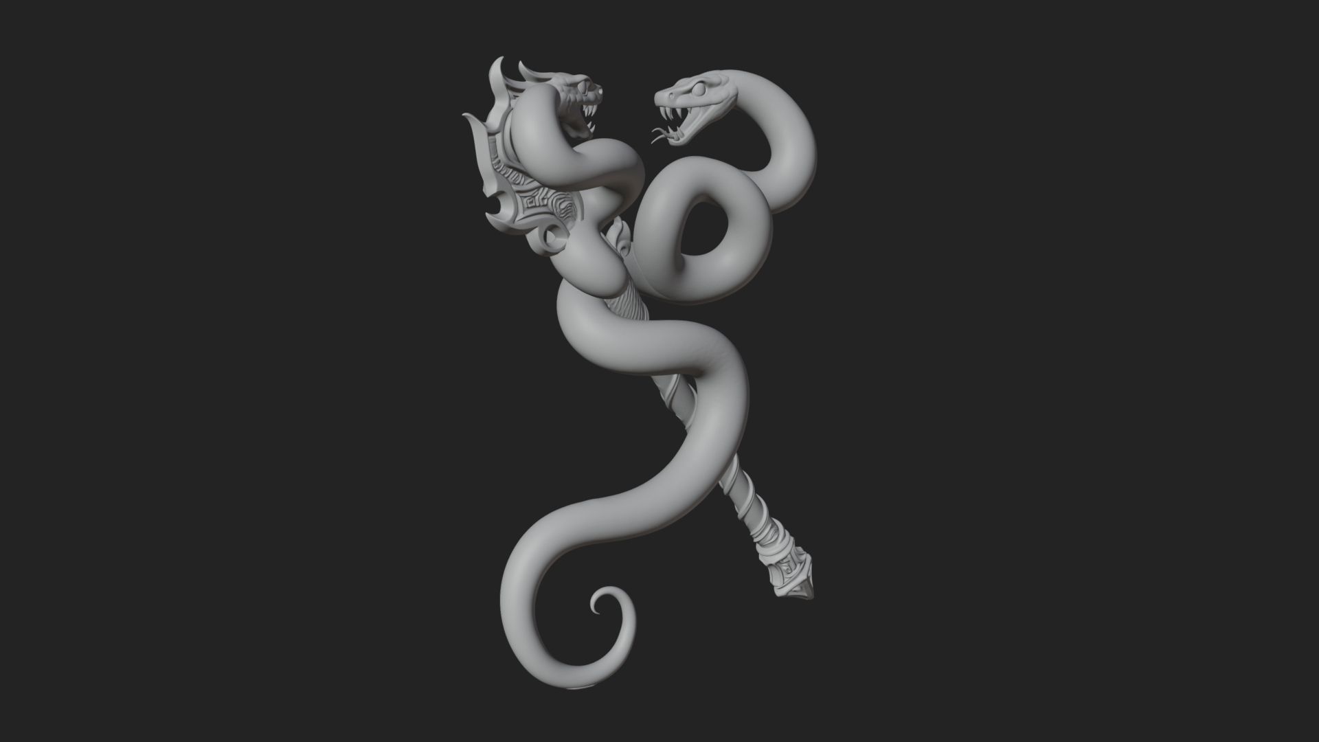 Coiled Snake Staff Model Design 1 3D Print Model 3D Model