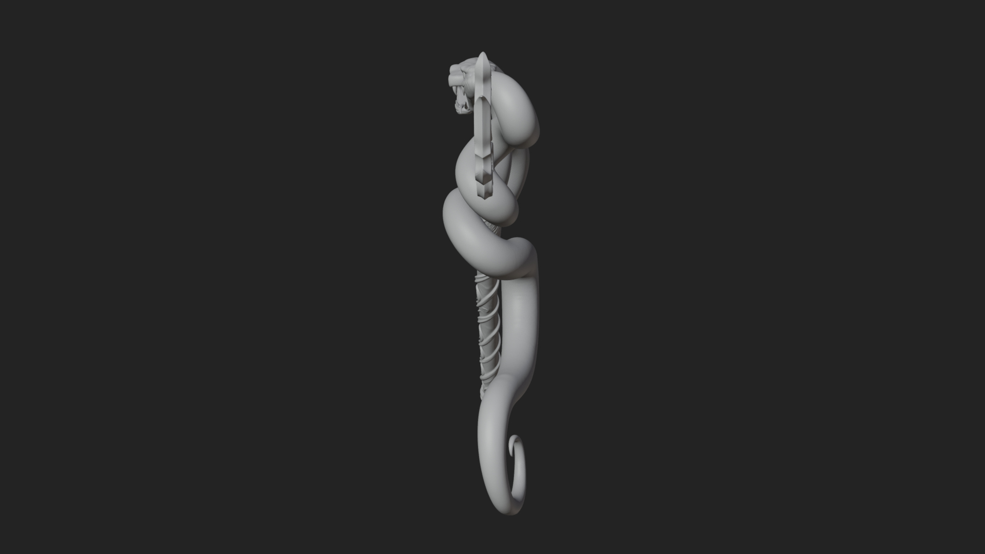 Coiled Snake Staff Model Design 1 3D Print Model 3D Model
