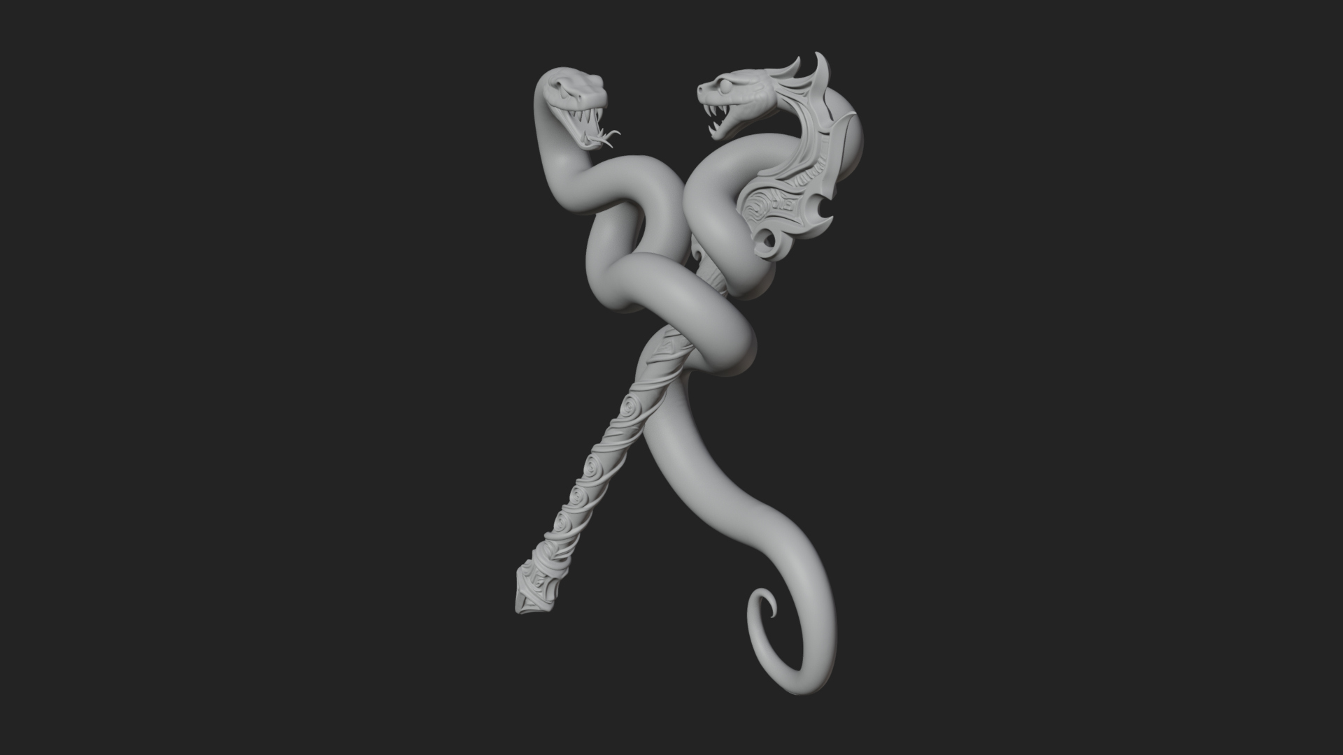 Coiled Snake Staff Model Design 1 3D Print Model 3D Model