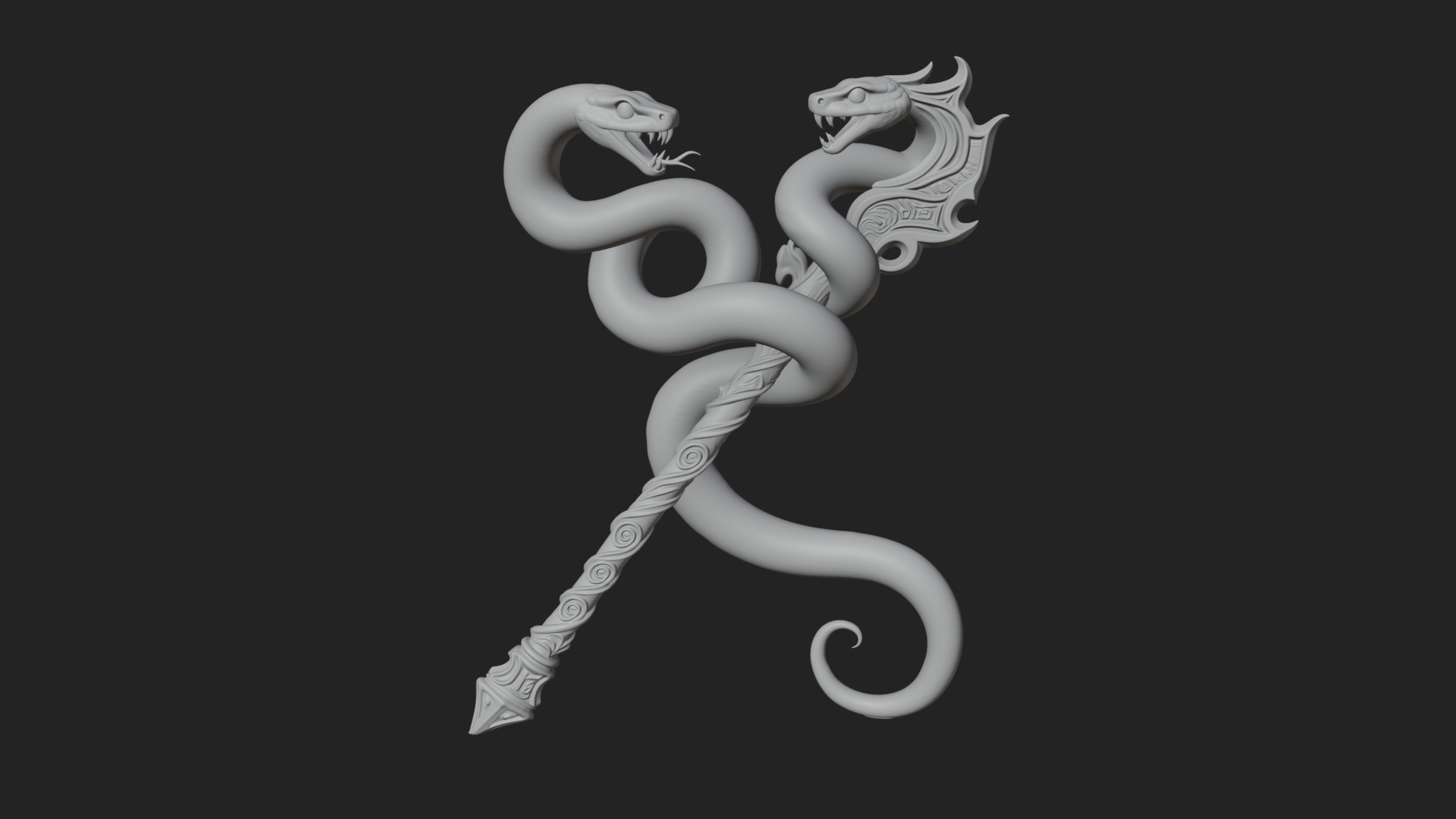 Coiled Snake Staff Model Design 1 3D Print Model 3D Model