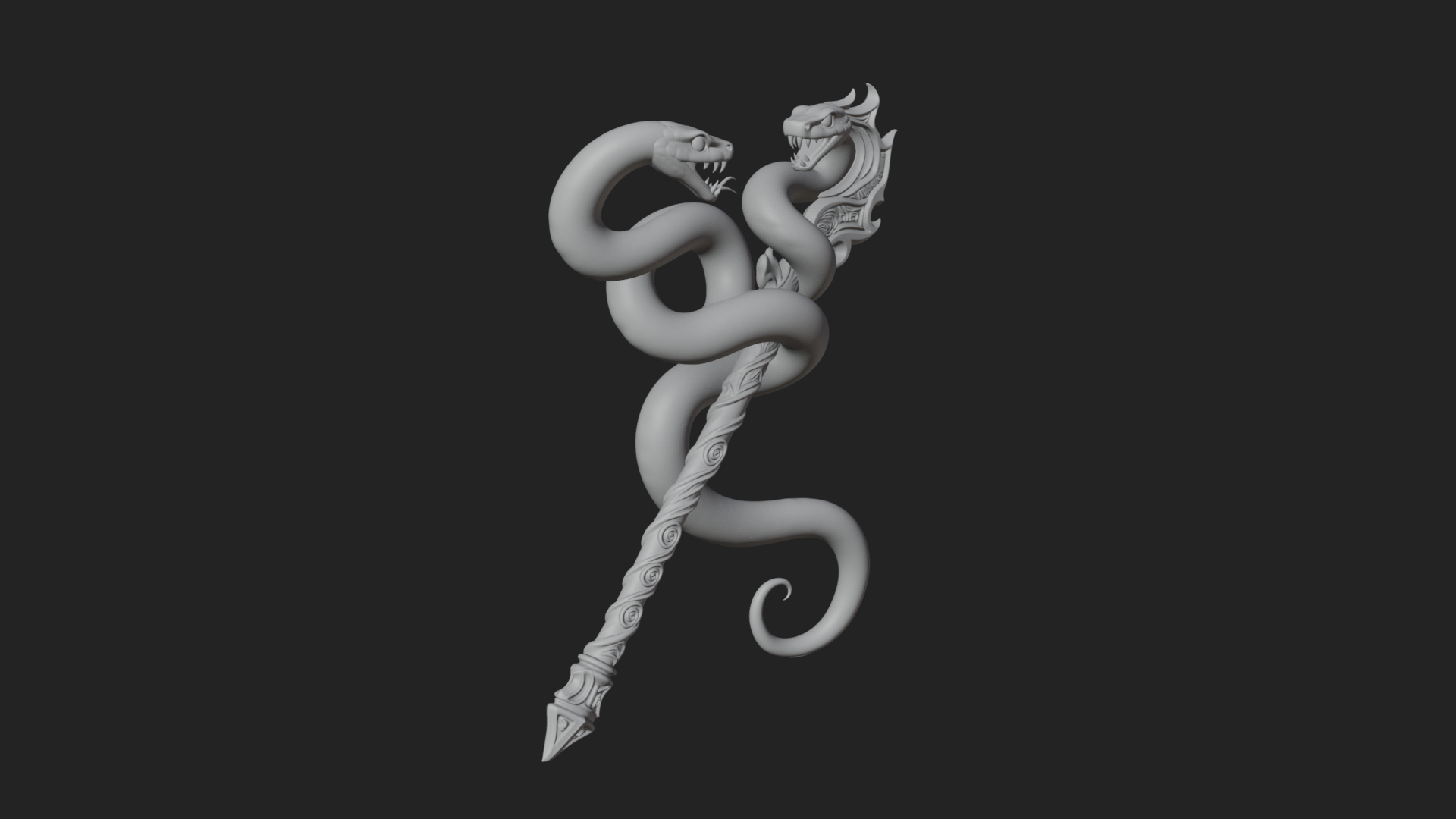 Coiled Snake Staff Model Design 1 3D Print Model 3D Model
