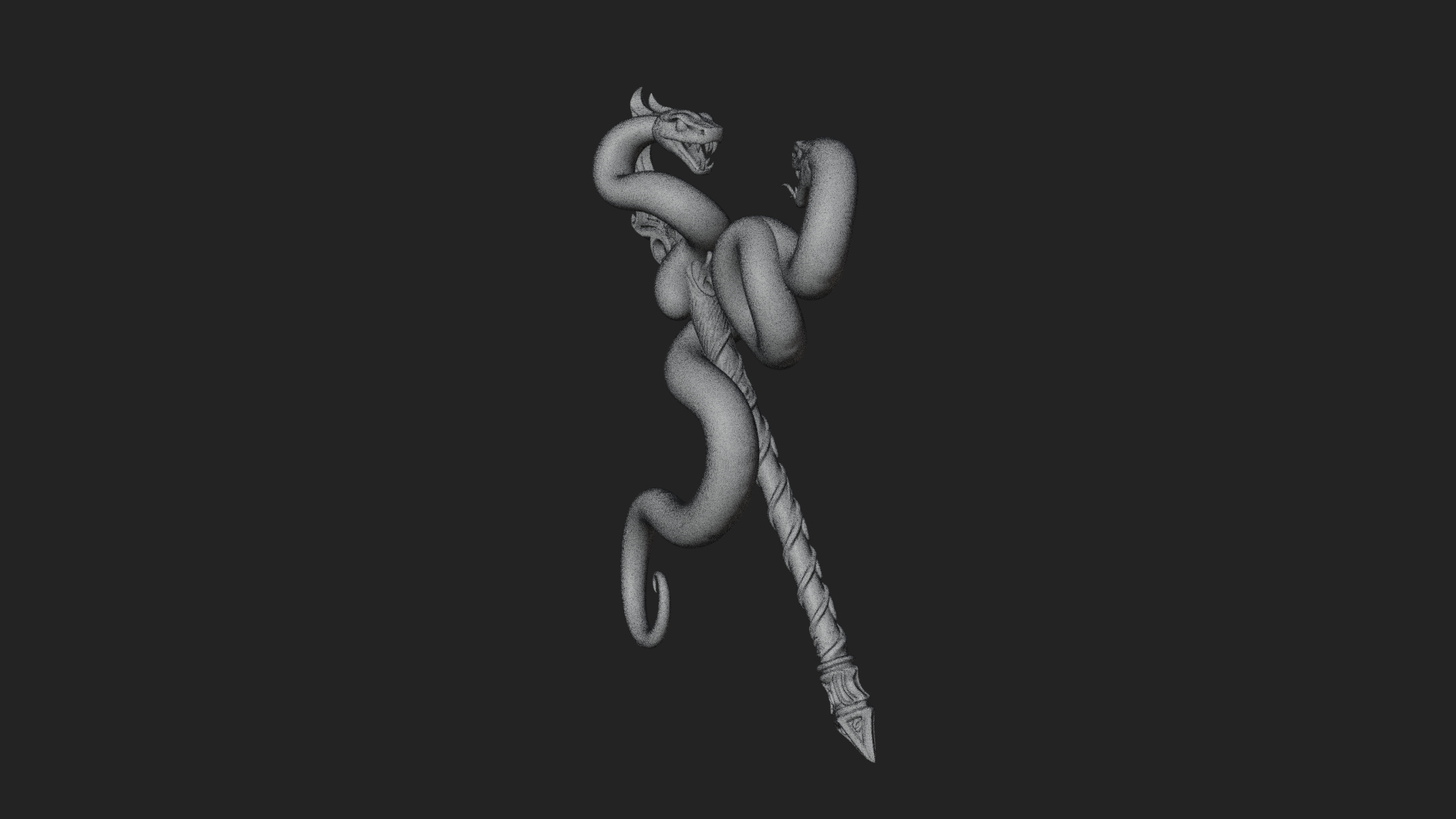 Coiled Snake Staff Model Design 1 3D Print Model 3D Model