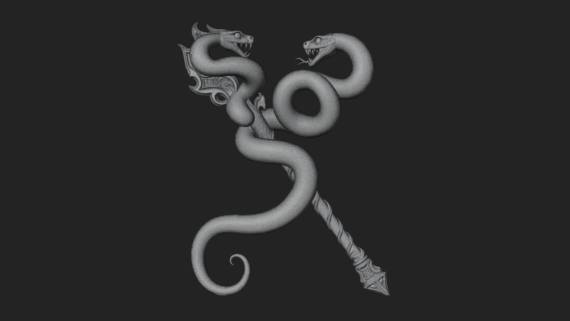 Coiled Snake Staff Model Design 1 3D Print Model 3D Model
