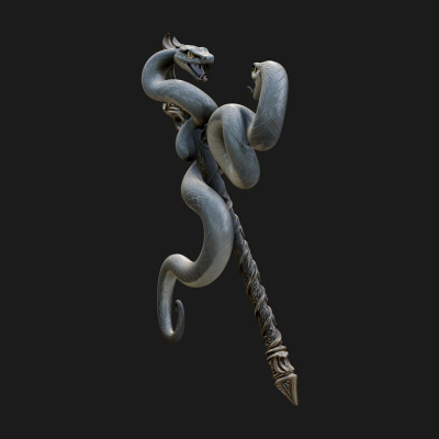 Coiled Snake Staff Model Design 1 3D Print Model