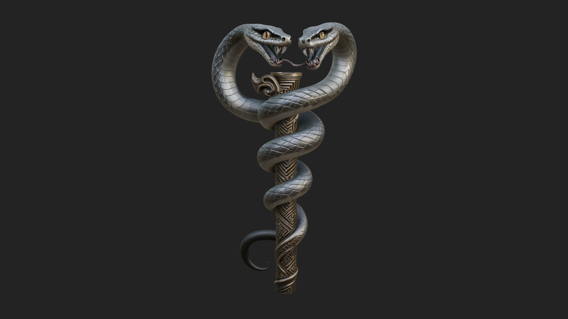 Coiled Snake Staff Model Design 2 3D Print Model 3D Model