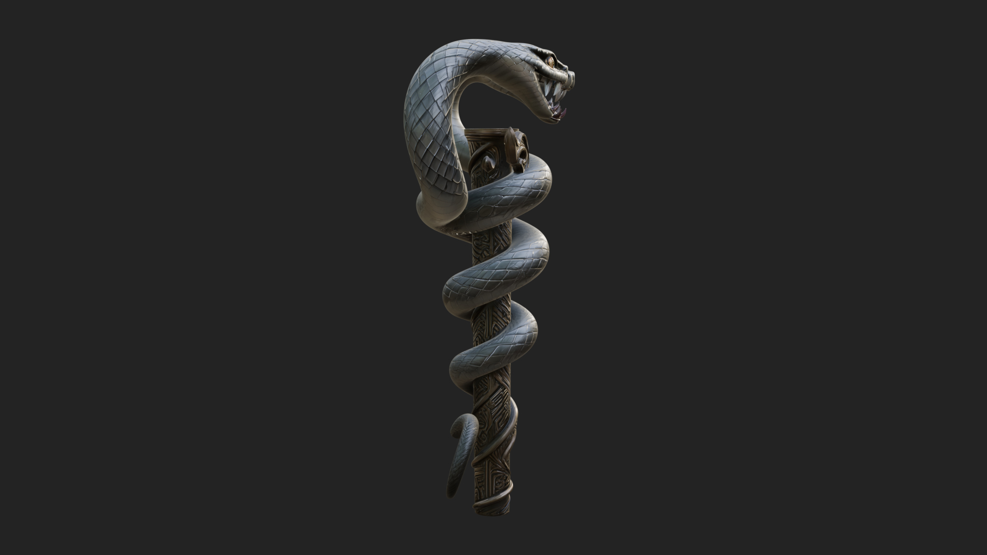 Coiled Snake Staff Model Design 2 3D Print Model 3D Model