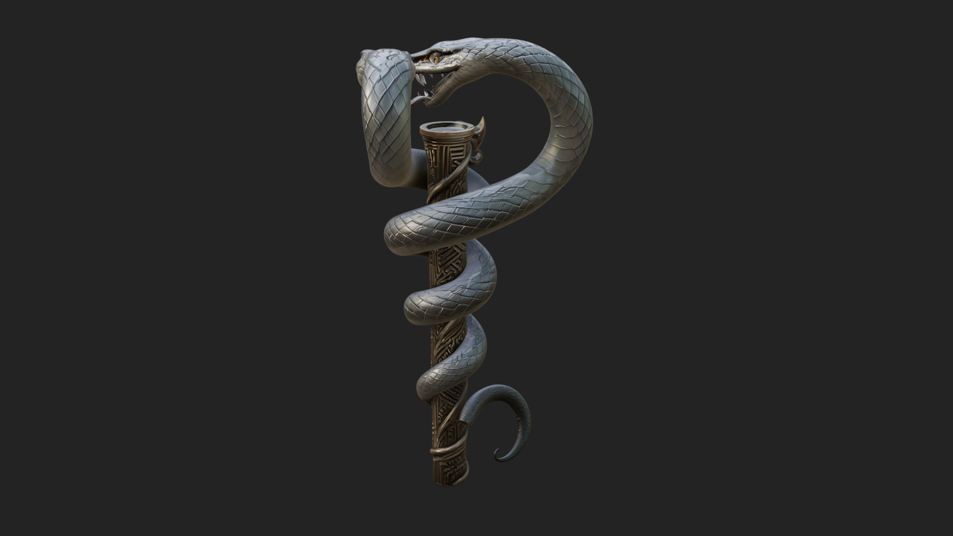 Coiled Snake Staff Model Design 2 3D Print Model 3D Model