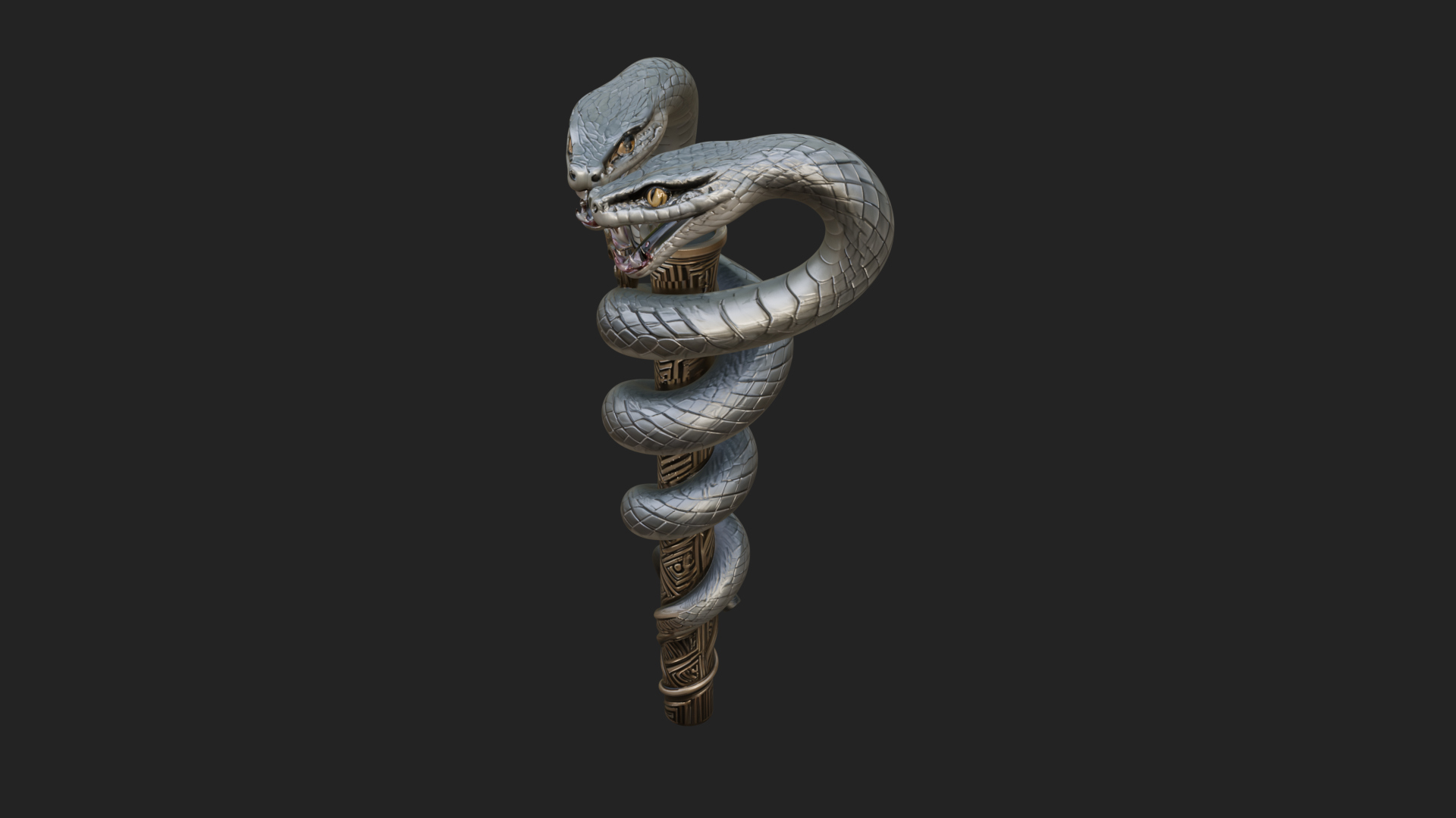 Coiled Snake Staff Model Design 2 3D Print Model 3D Model
