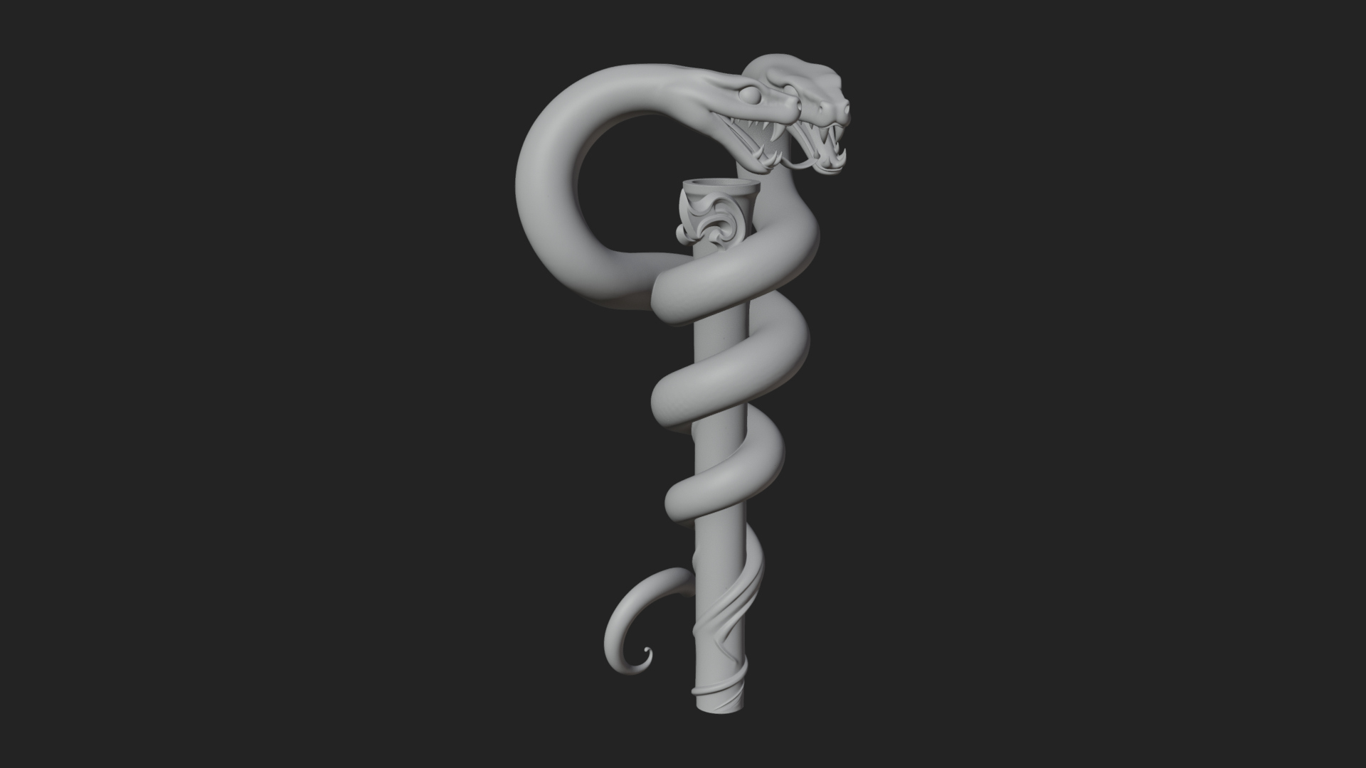 Coiled Snake Staff Model Design 2 3D Print Model 3D Model