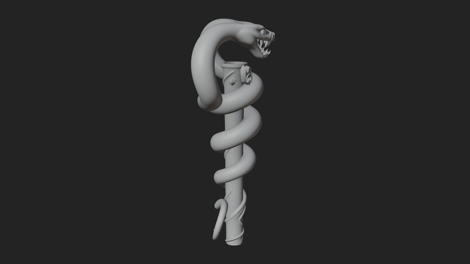 Coiled Snake Staff Model Design 2 3D Print Model 3D Model