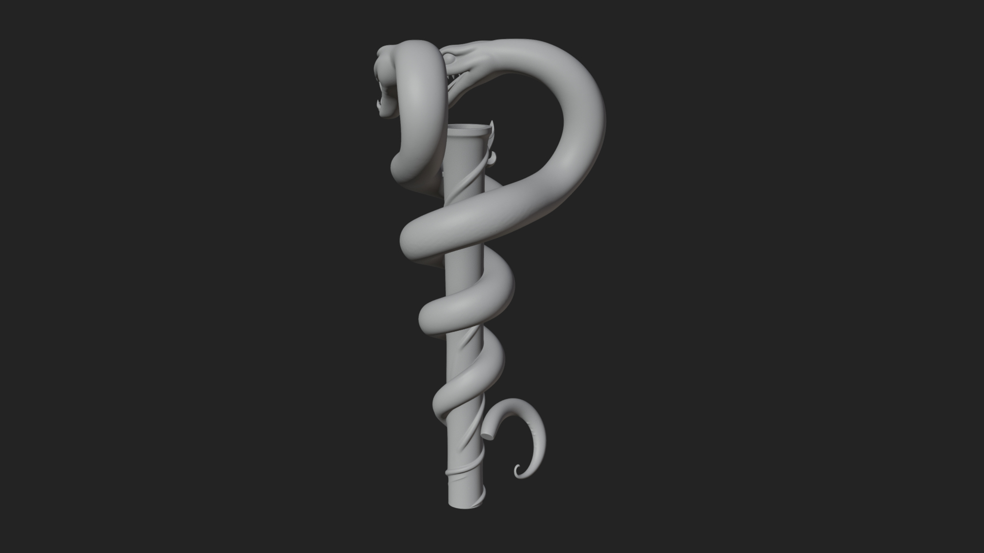 Coiled Snake Staff Model Design 2 3D Print Model 3D Model
