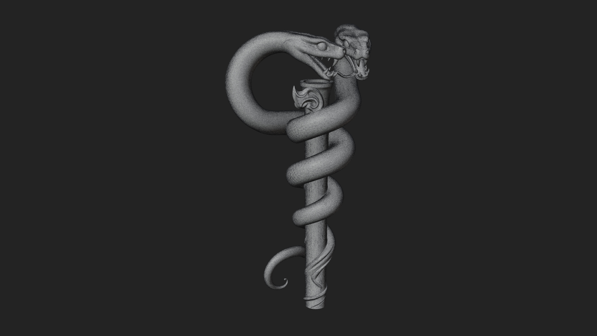 Coiled Snake Staff Model Design 2 3D Print Model 3D Model