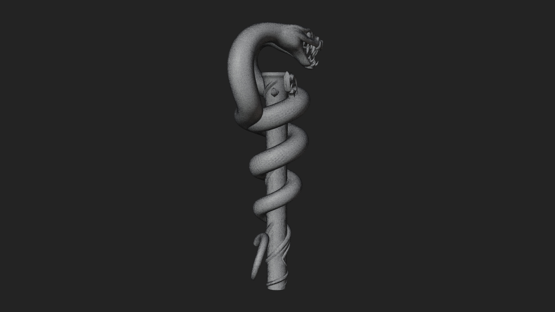 Coiled Snake Staff Model Design 2 3D Print Model 3D Model