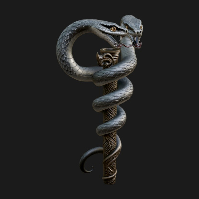 Coiled Snake Staff Model Design 2 3D Print Model
