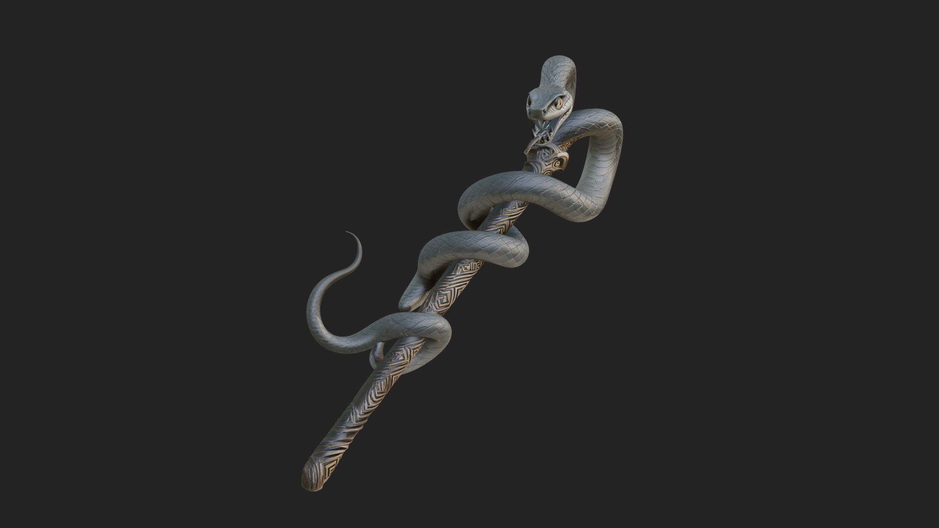 Coiled Snake Staff Model Design 3 3D Print Model 3D Model
