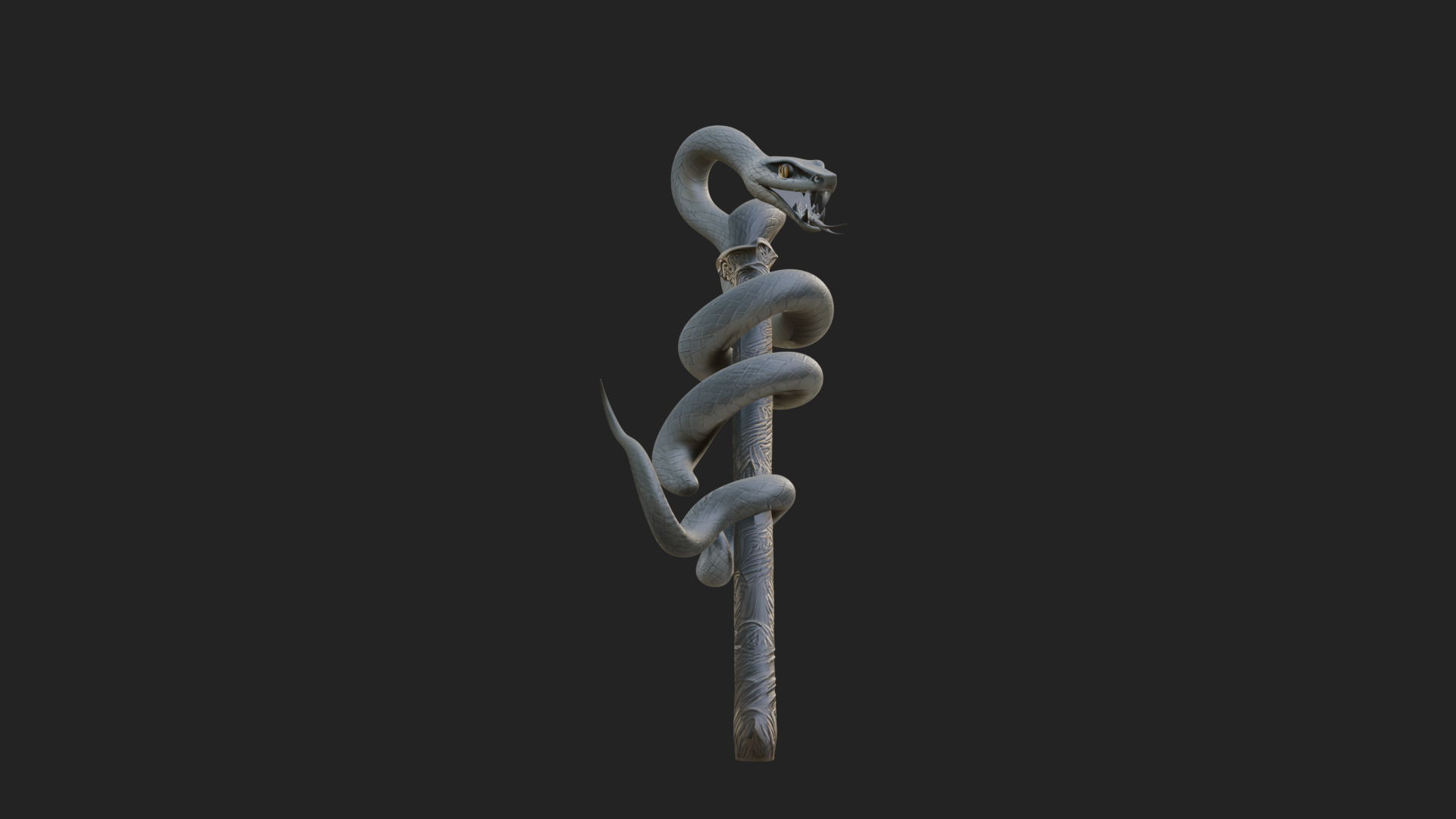 Coiled Snake Staff Model Design 3 3D Print Model 3D Model