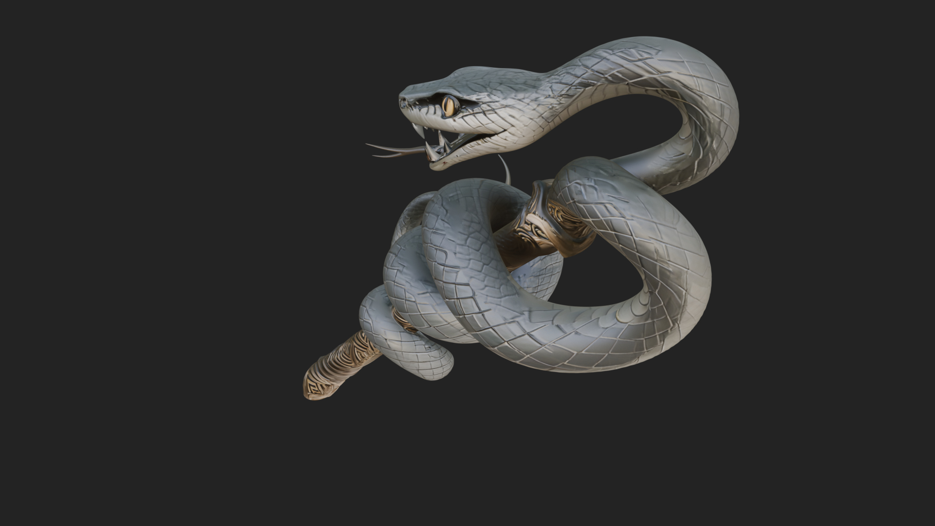 Coiled Snake Staff Model Design 3 3D Print Model 3D Model
