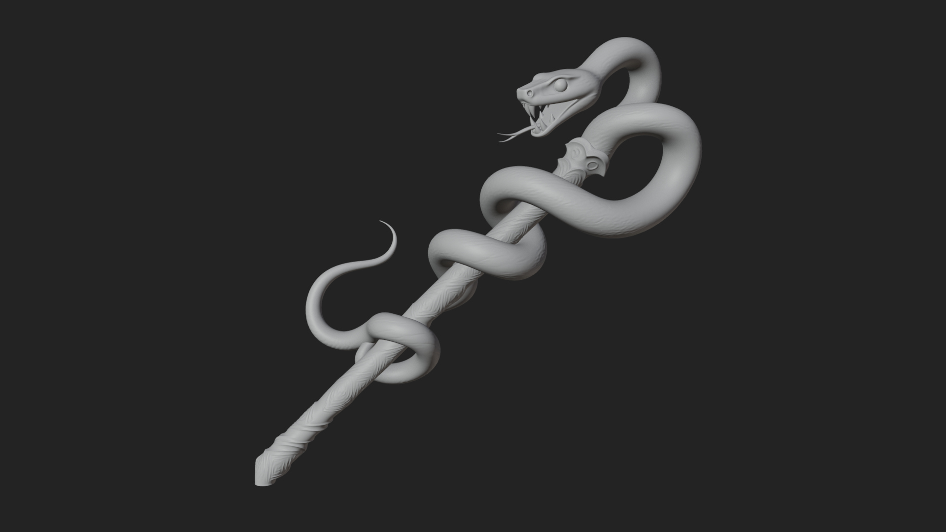 Coiled Snake Staff Model Design 3 3D Print Model 3D Model