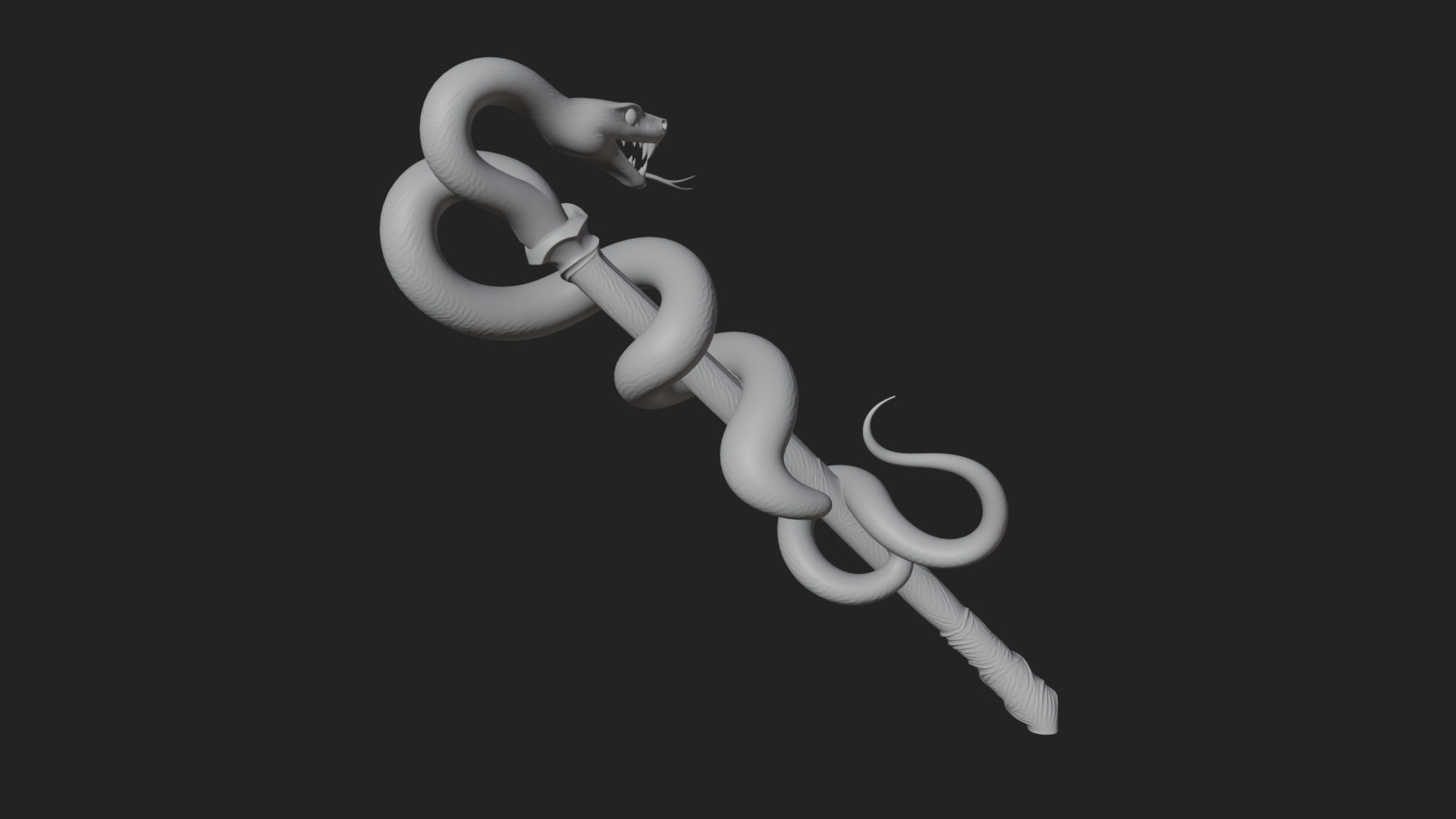 Coiled Snake Staff Model Design 3 3D Print Model 3D Model
