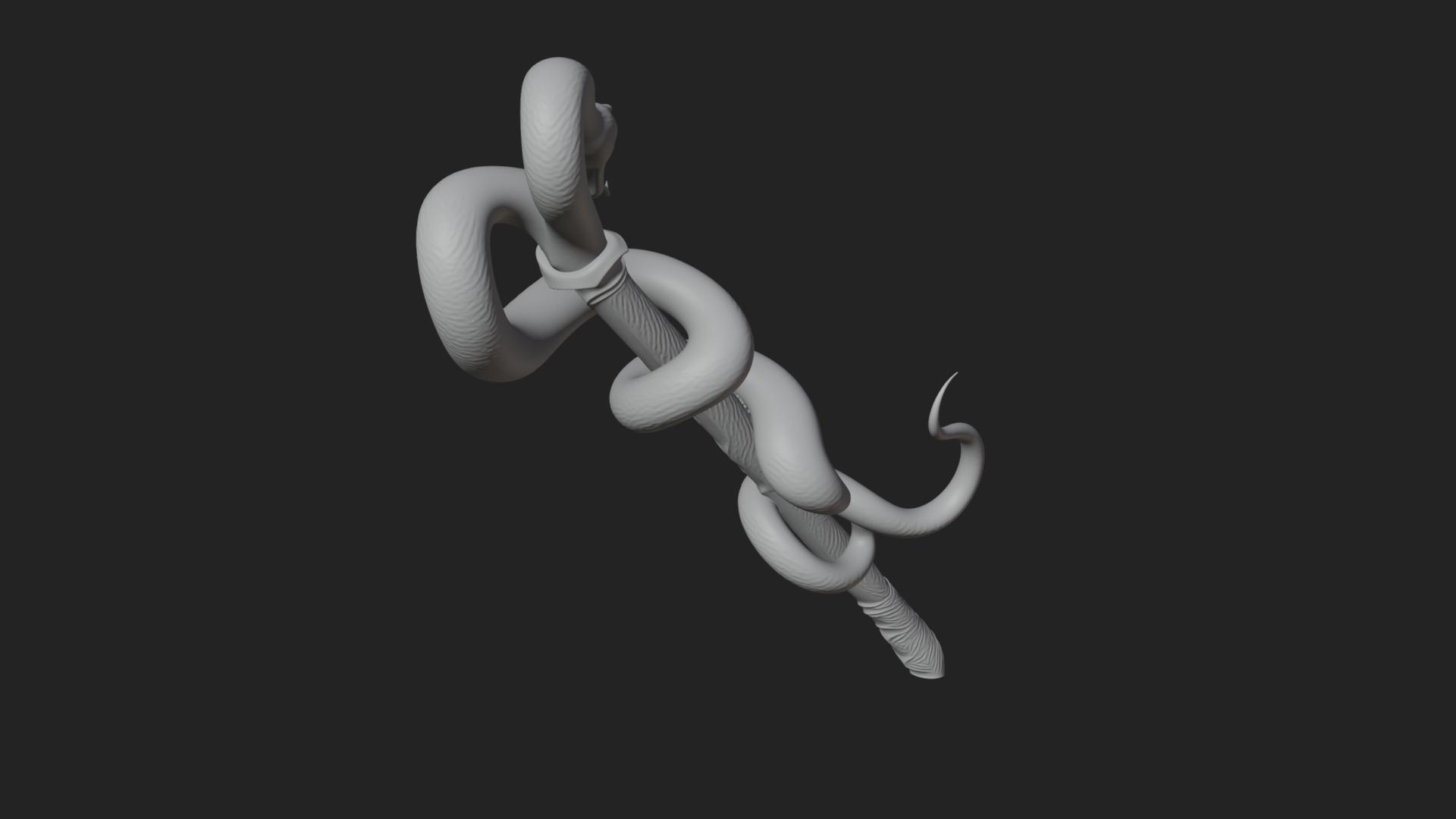 Coiled Snake Staff Model Design 3 3D Print Model 3D Model