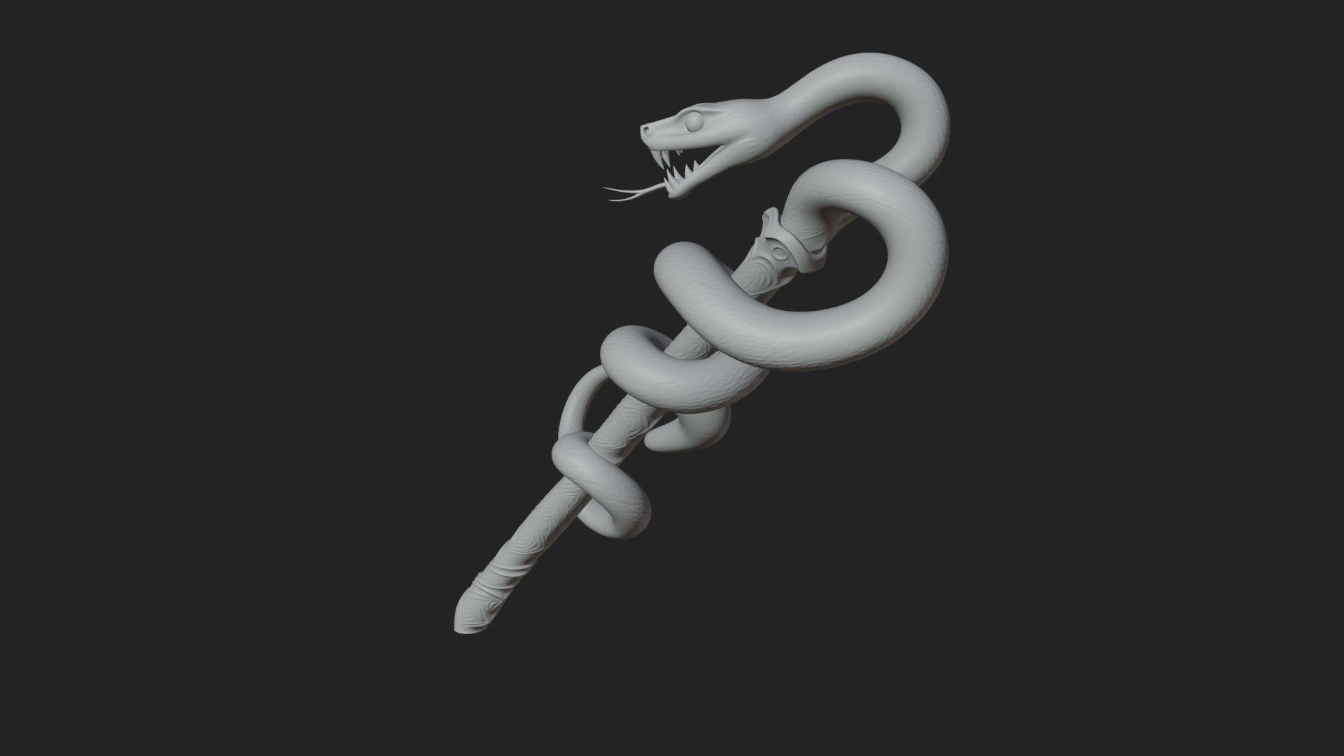 Coiled Snake Staff Model Design 3 3D Print Model 3D Model