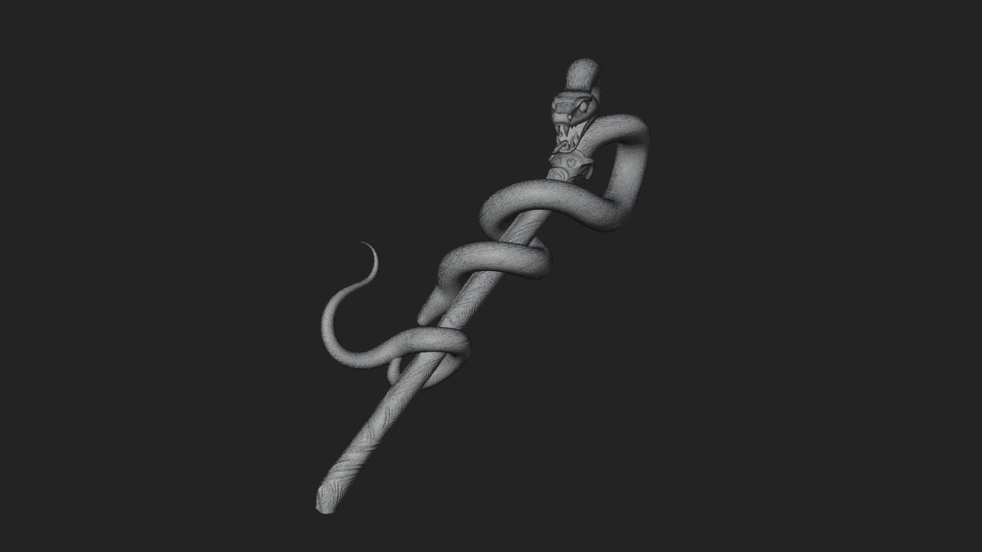 Coiled Snake Staff Model Design 3 3D Print Model 3D Model