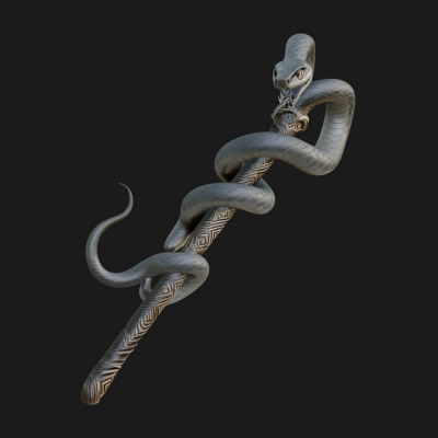 Coiled Snake Staff Model Design 3 3D Print Model