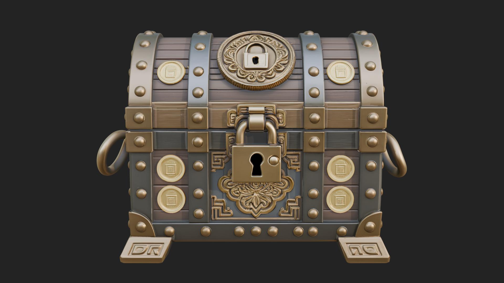 Coin Studded Treasure Chest Model Design 1 3D Print Model 3D Model