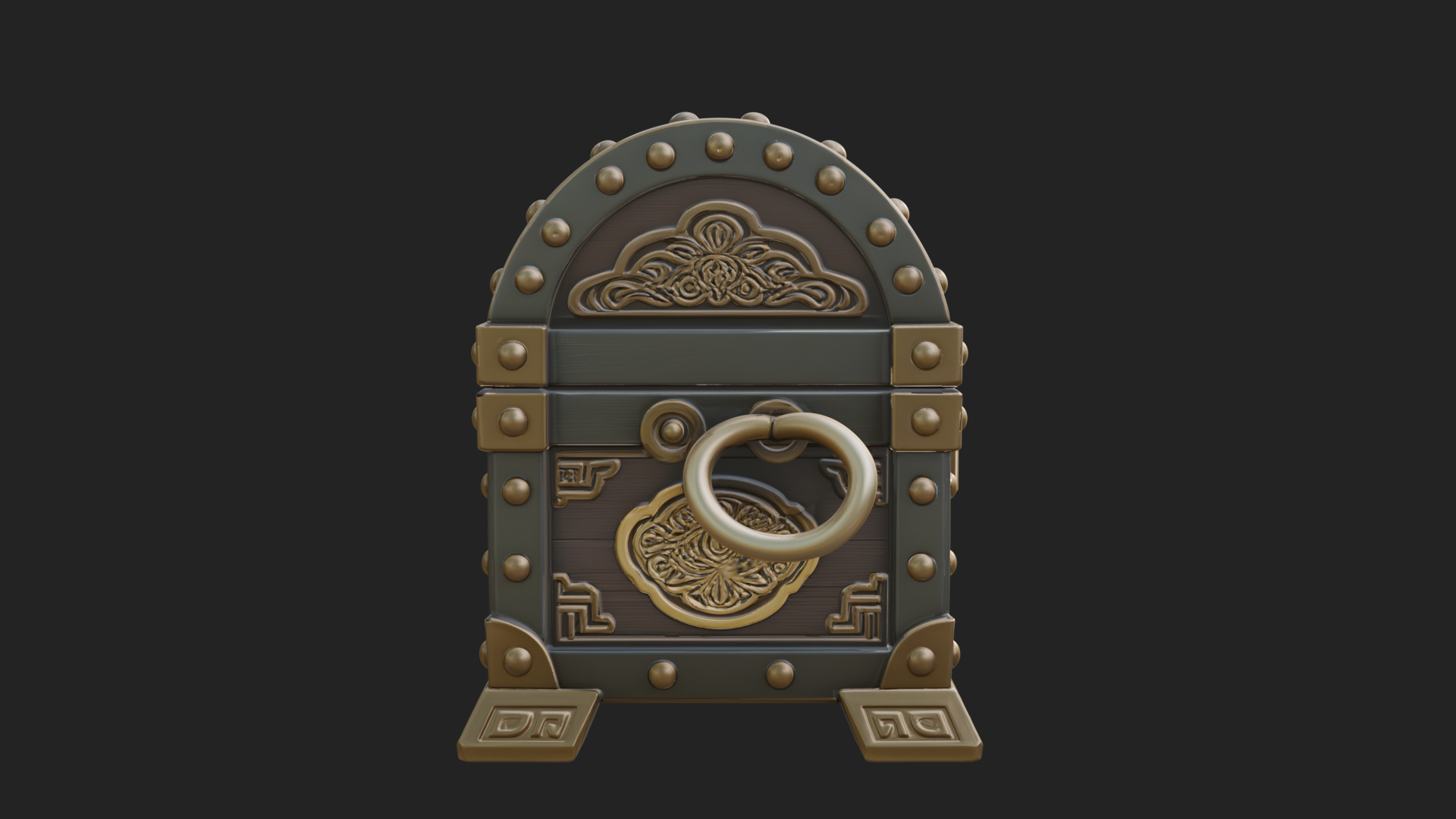 Coin Studded Treasure Chest Model Design 1 3D Print Model 3D Model