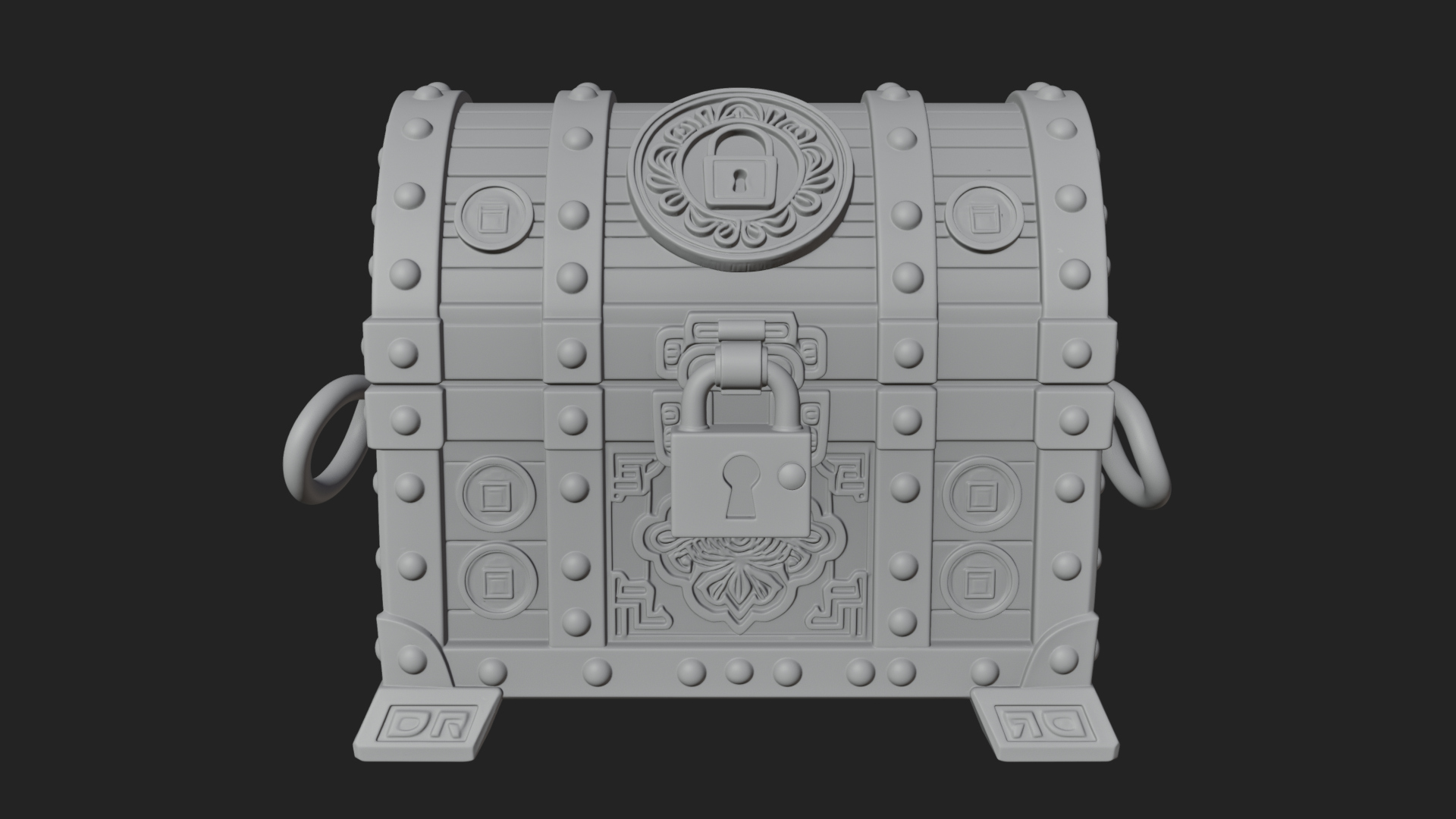 Coin Studded Treasure Chest Model Design 1 3D Print Model 3D Model