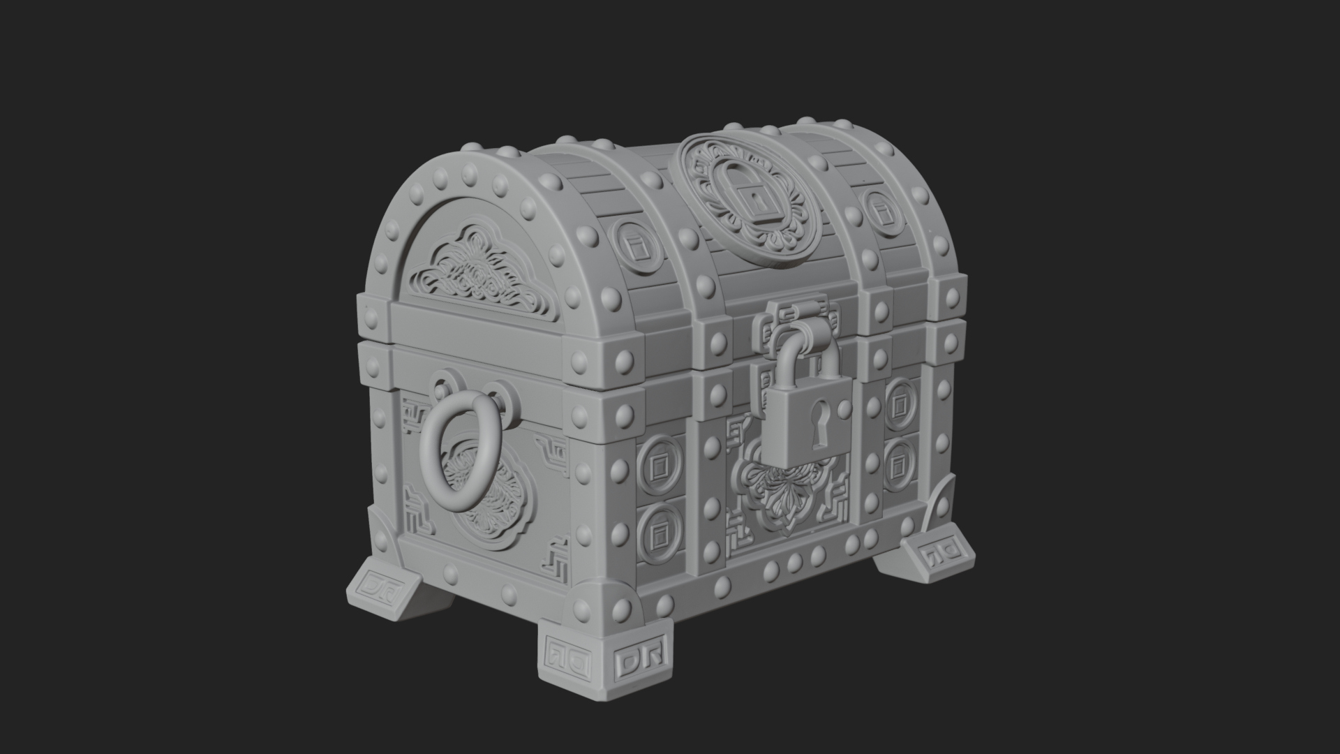 Coin Studded Treasure Chest Model Design 1 3D Print Model 3D Model