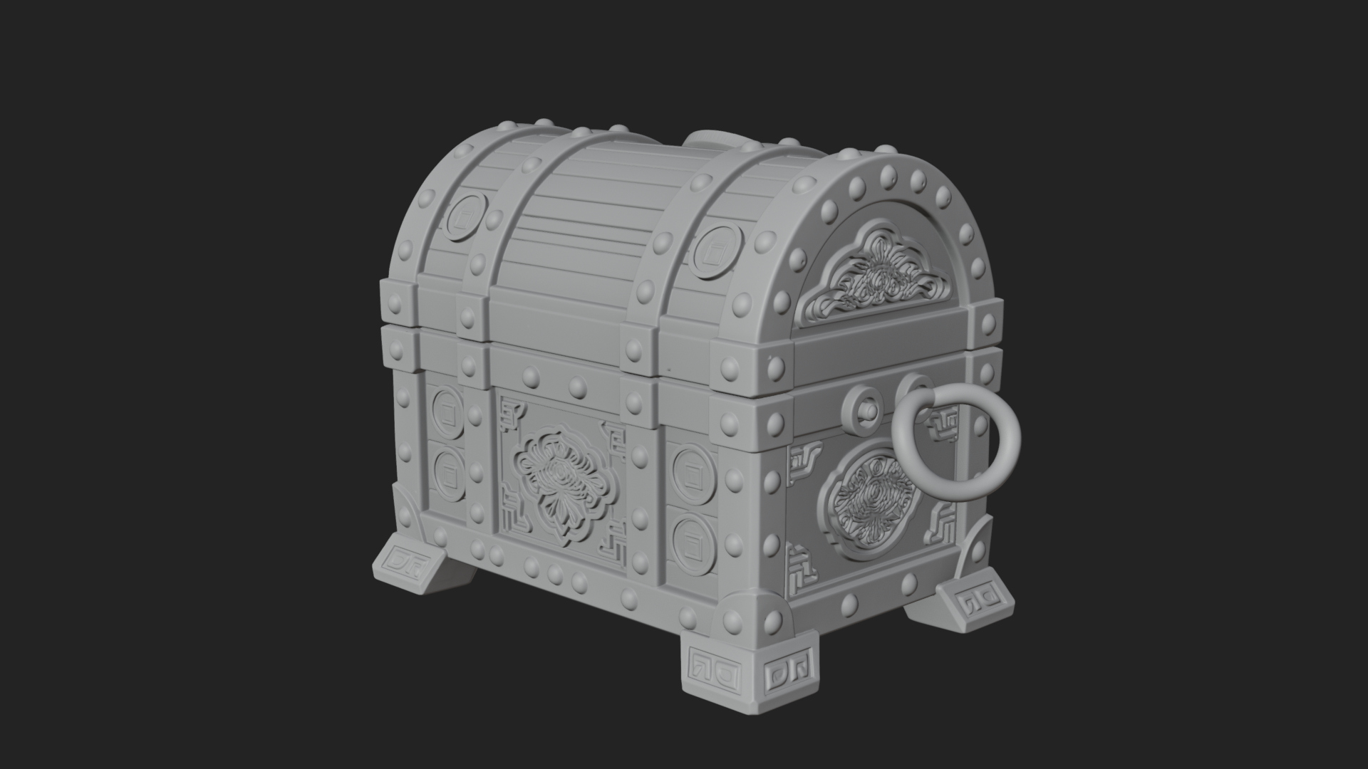 Coin Studded Treasure Chest Model Design 1 3D Print Model 3D Model