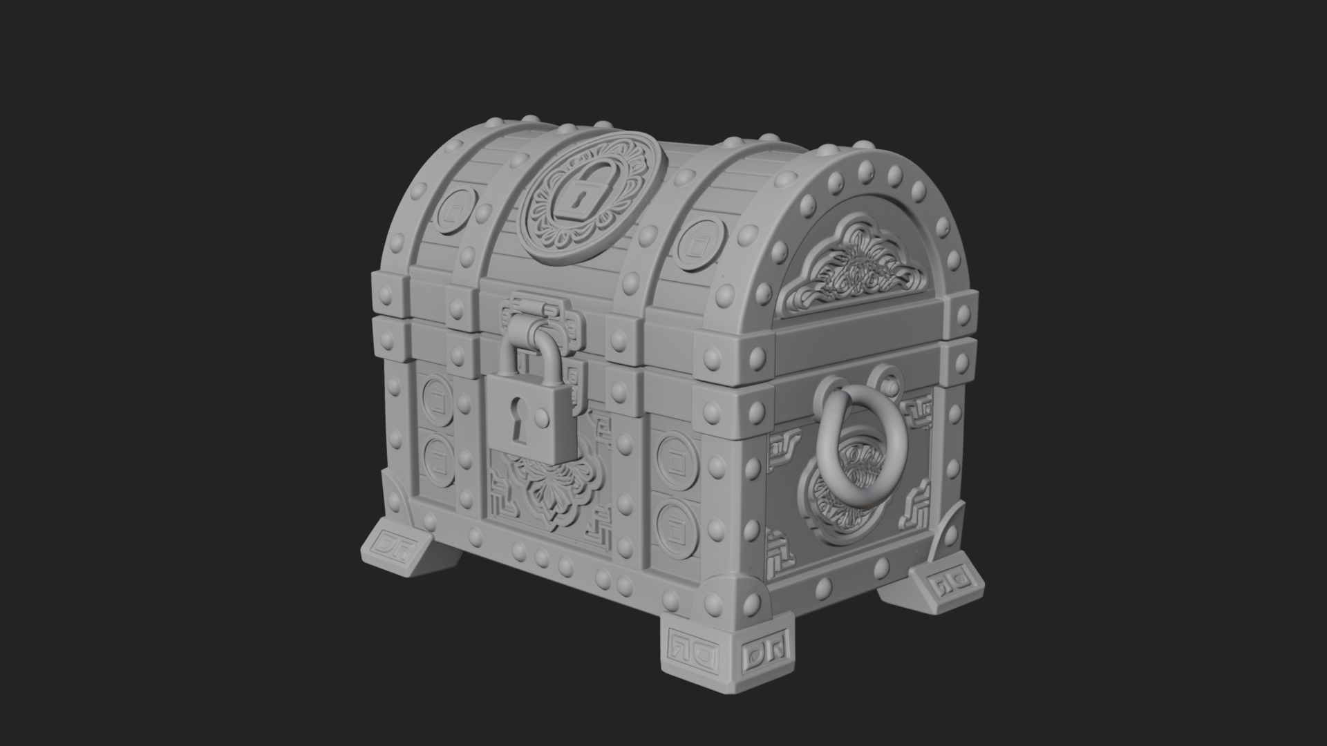 Coin Studded Treasure Chest Model Design 1 3D Print Model 3D Model