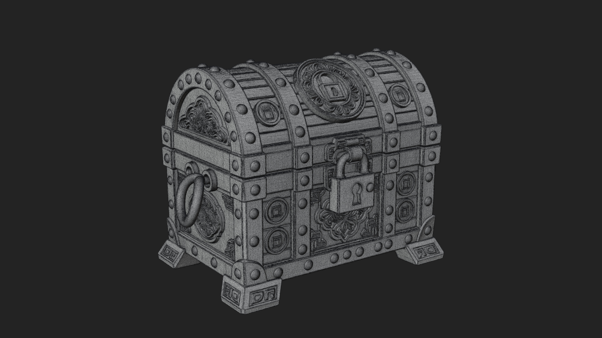 Coin Studded Treasure Chest Model Design 1 3D Print Model 3D Model